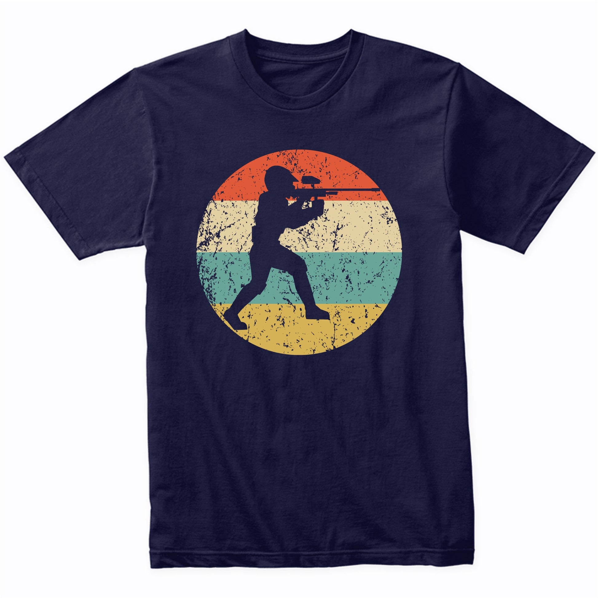 Paintball Player Silhouette Retro Sports T-Shirt