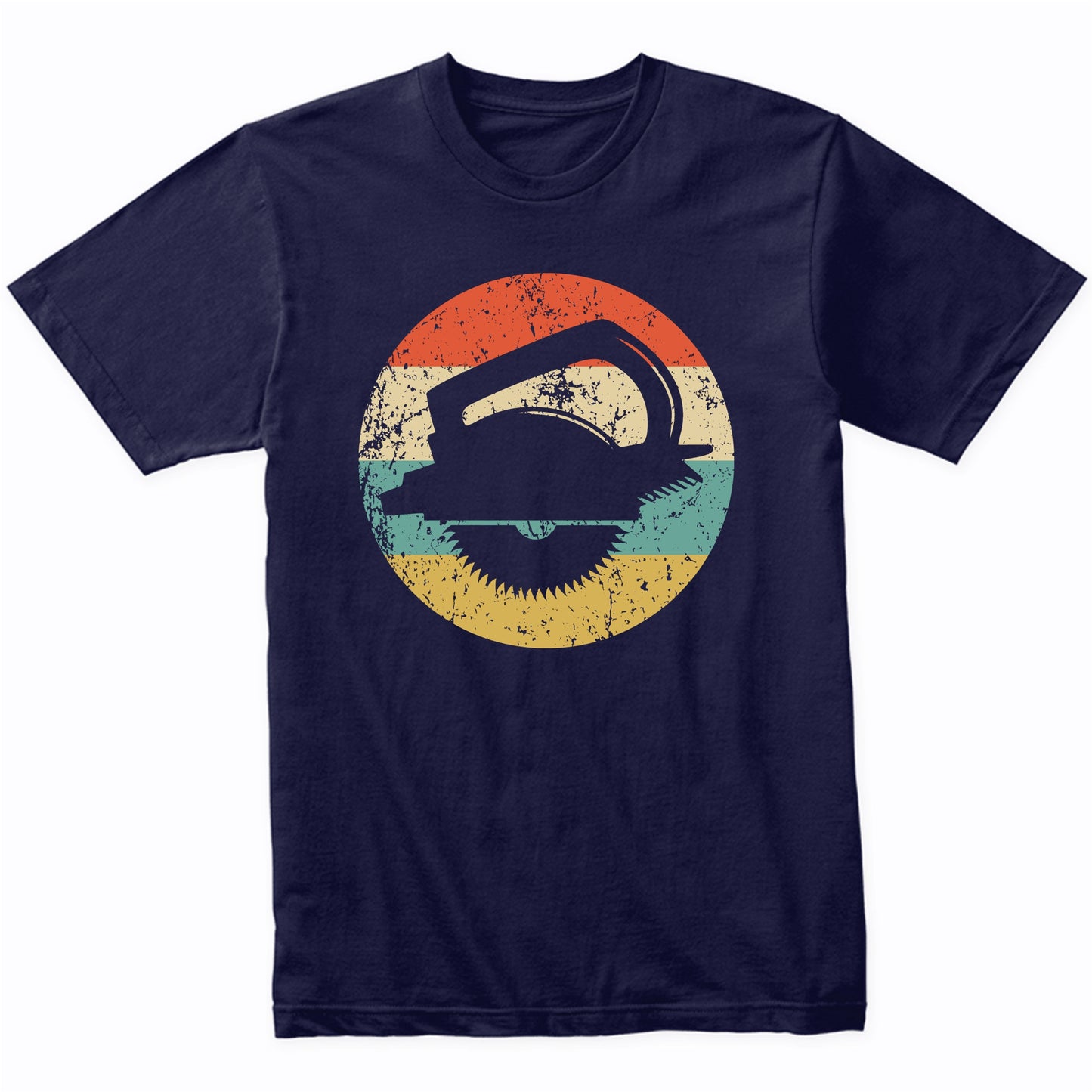 Carpentry Circular Saw Silhouette Retro Carpenter T-Shirt