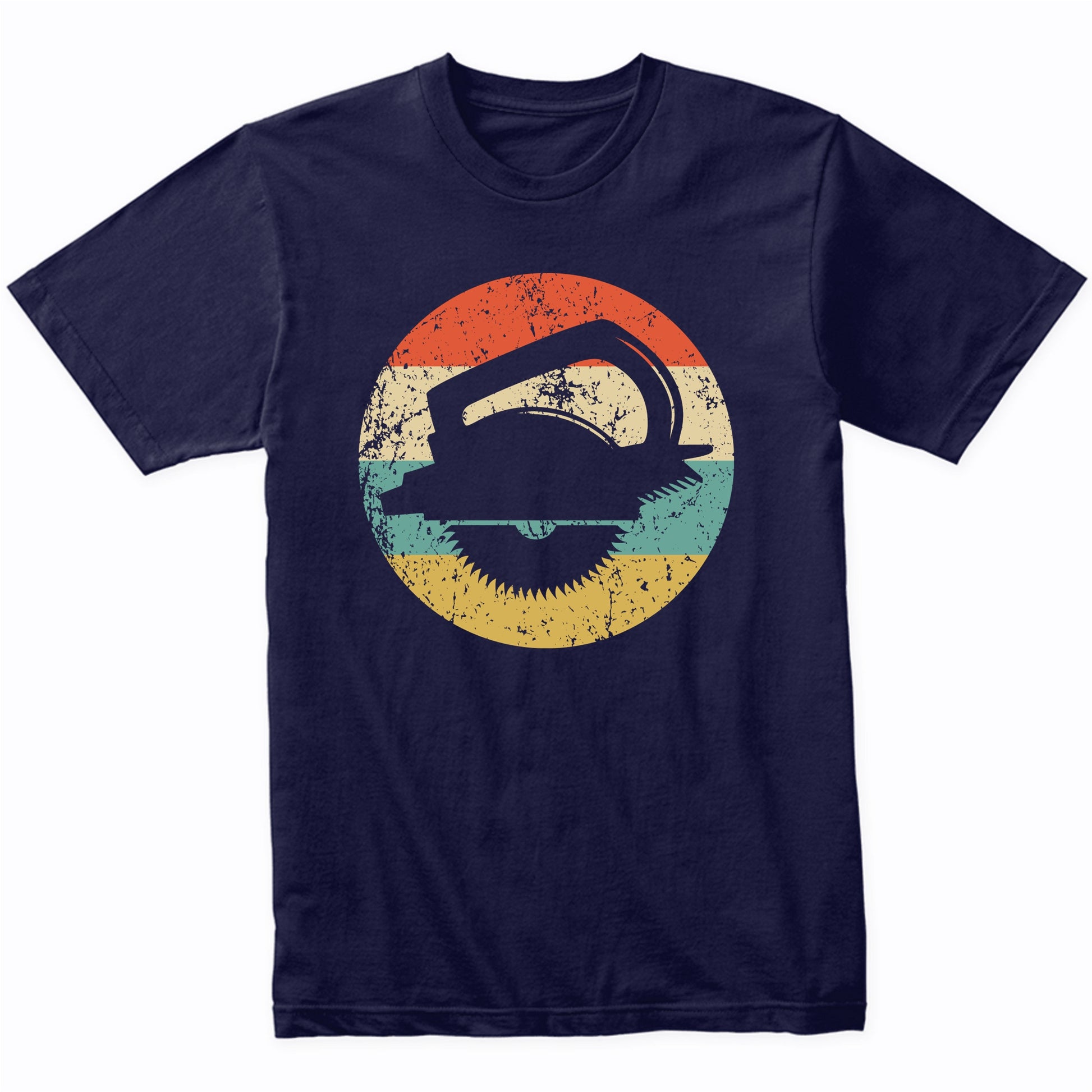 Carpentry Circular Saw Silhouette Retro Carpenter T-Shirt