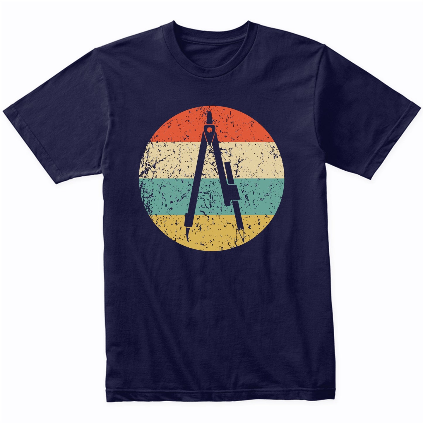 Pencil Compass Silhouette Retro Architect Engineer T-Shirt