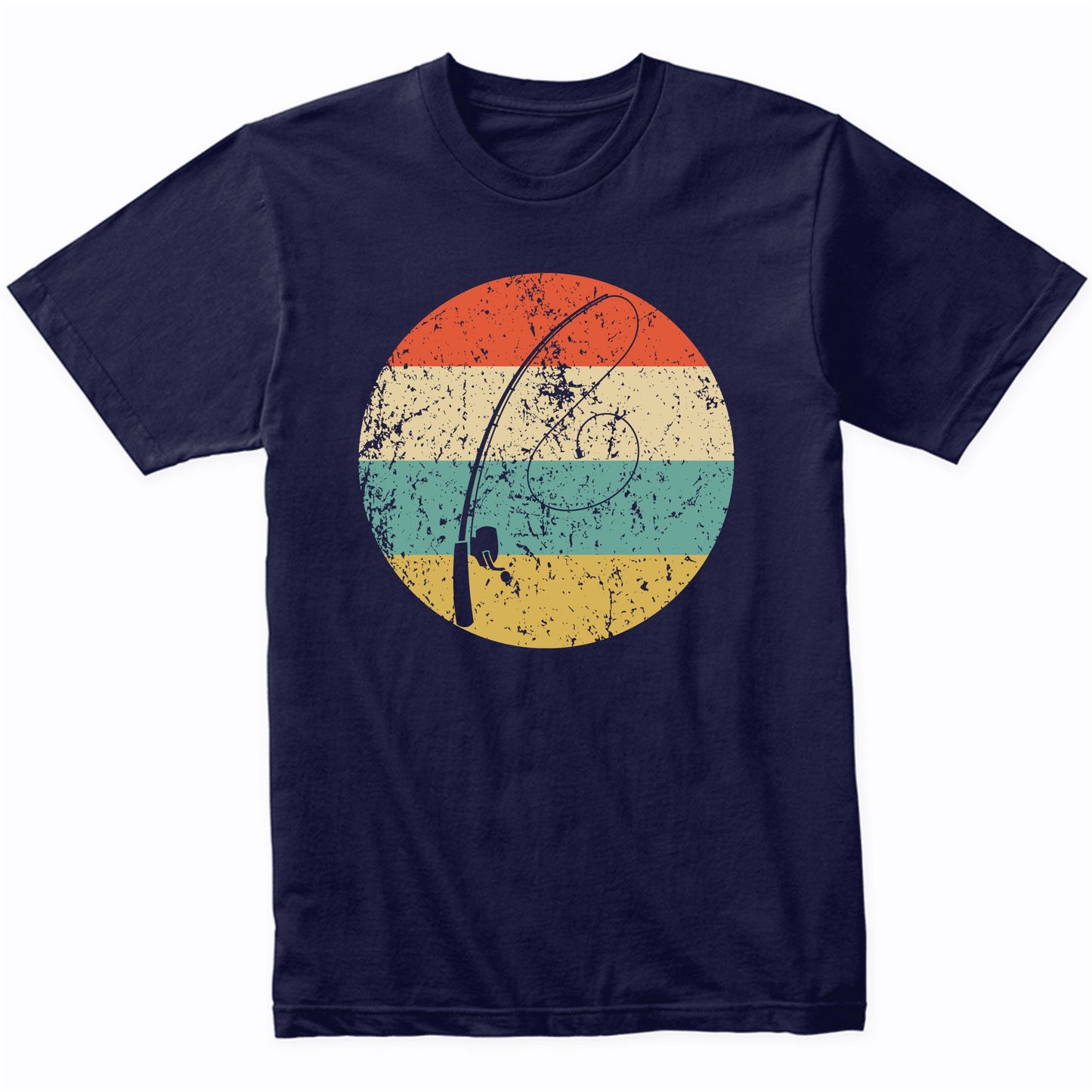 Fishing Pole Fishing Rod Silhouette Retro Fisherman T-Shirt