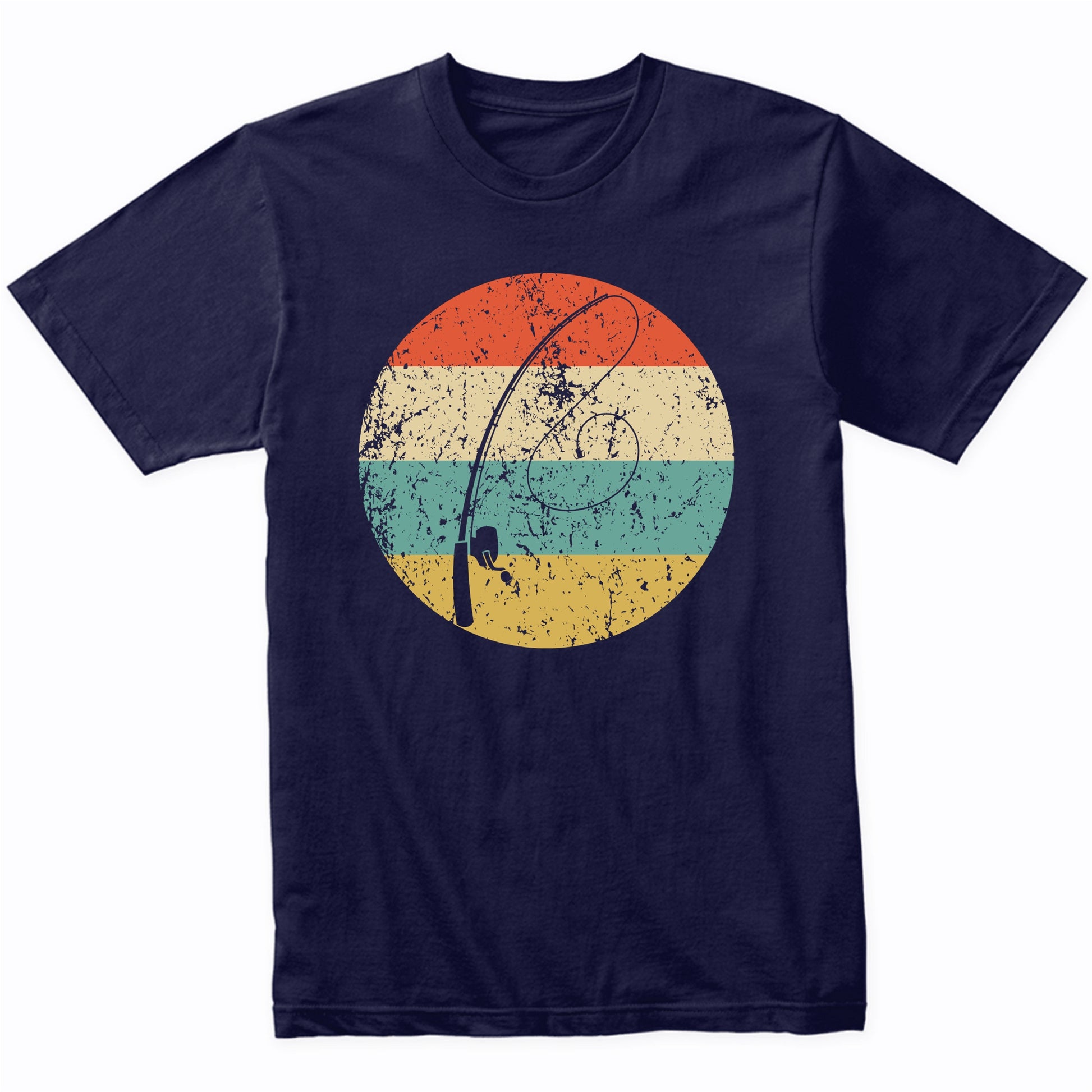 Fishing Pole Fishing Rod Silhouette Retro Fisherman T-Shirt