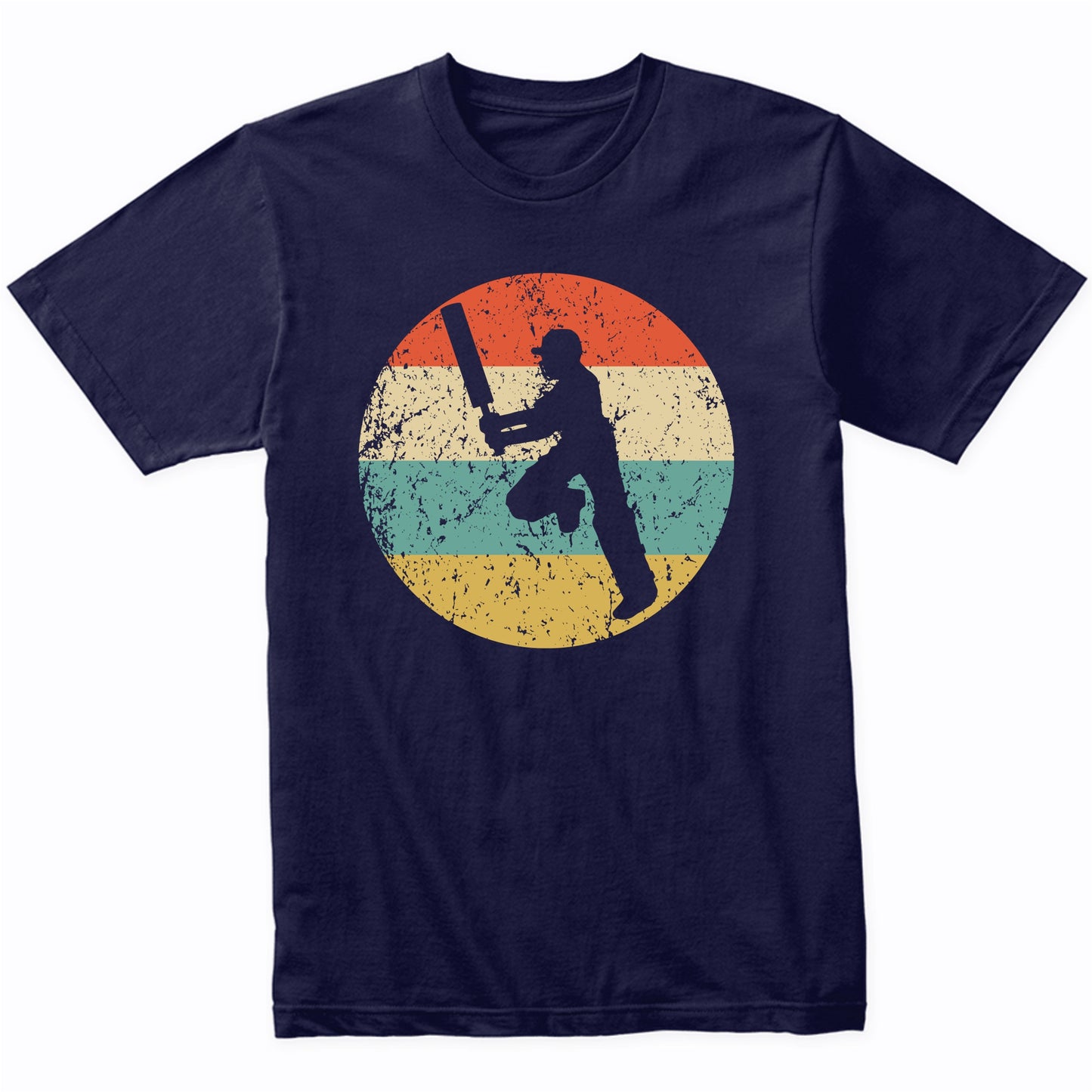 Cricket Player Silhouette Retro Sports T-Shirt