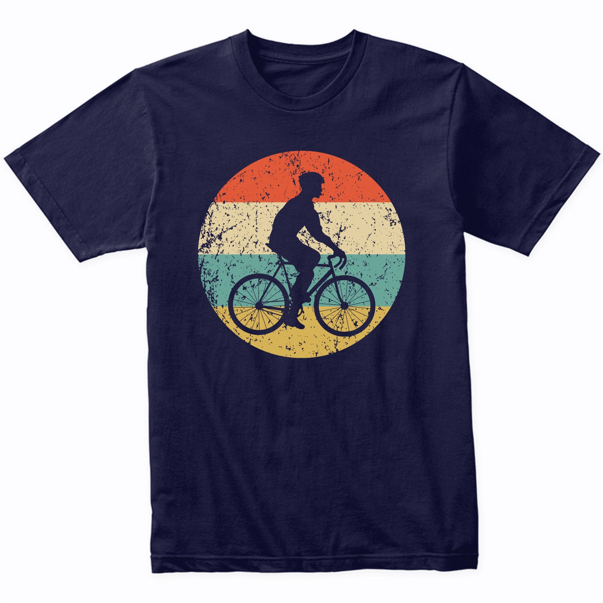 Cycling Cyclist Riding Bike Silhouette Retro Sports T-Shirt