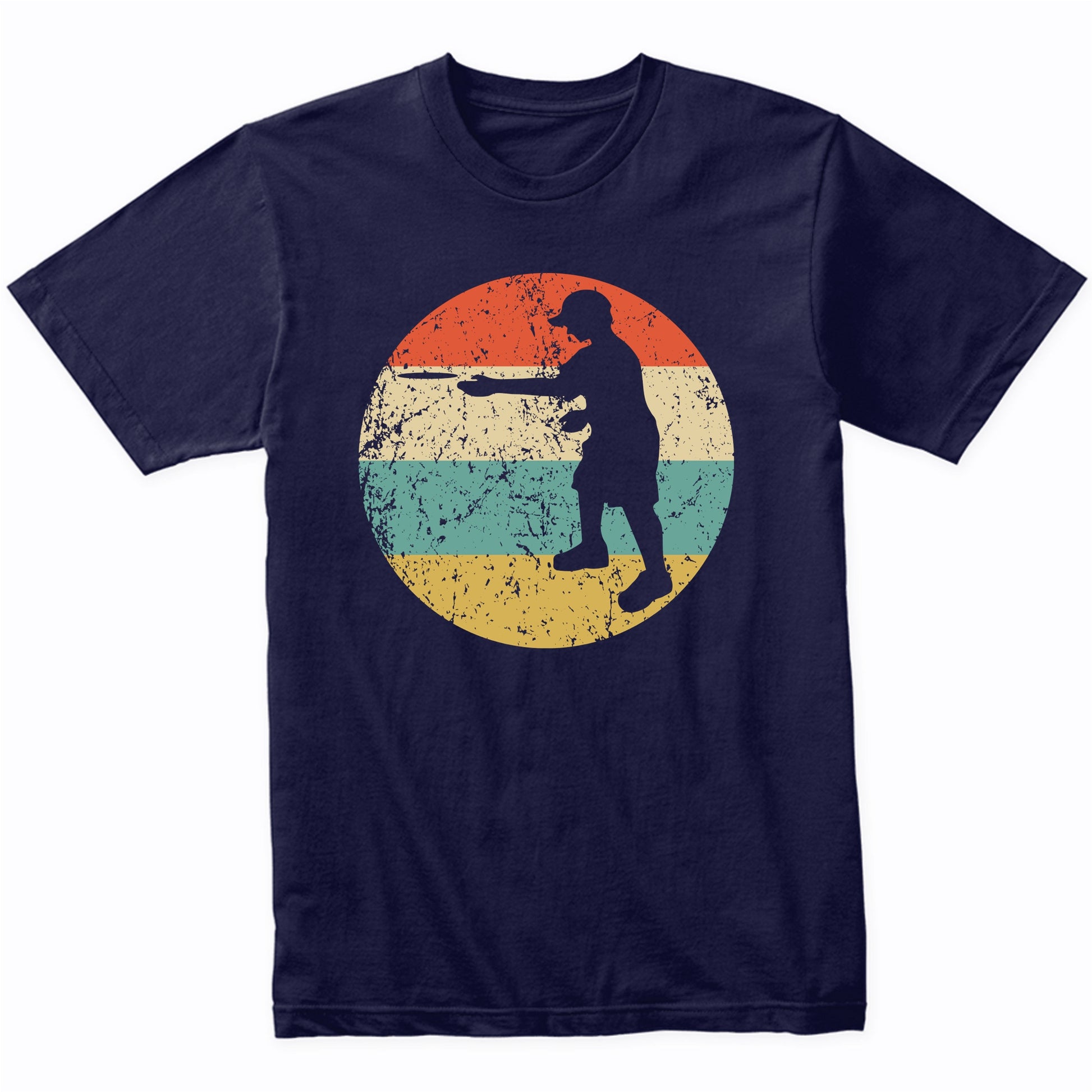 Disc Golf Player Silhouette Retro Sports T-Shirt