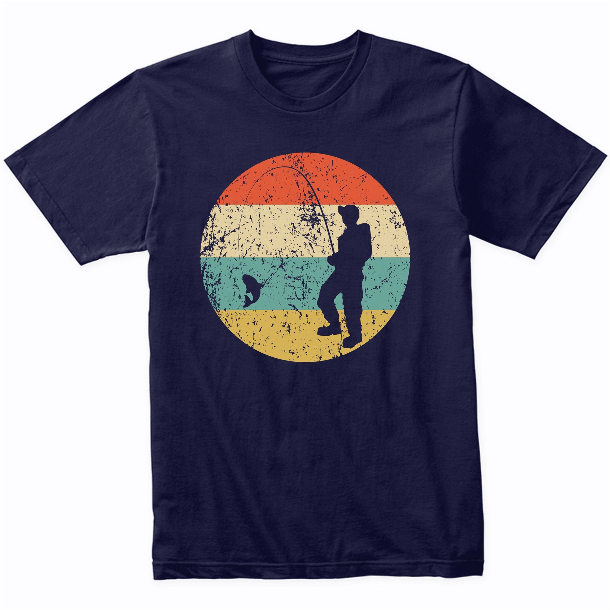 Fisherman Silhouette Retro Fishing T-Shirt