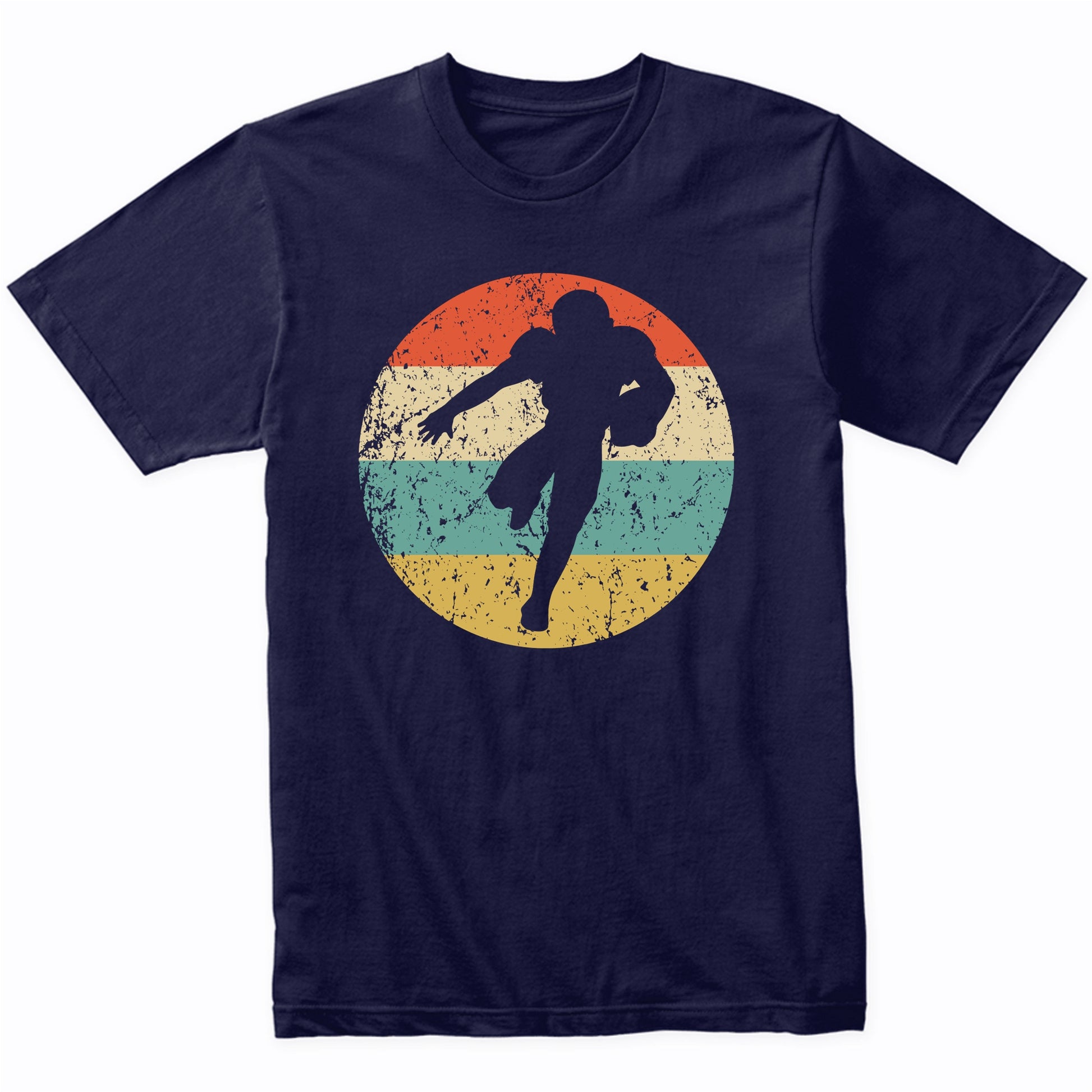 Football Player Running Back Silhouette Retro Sports T-Shirt