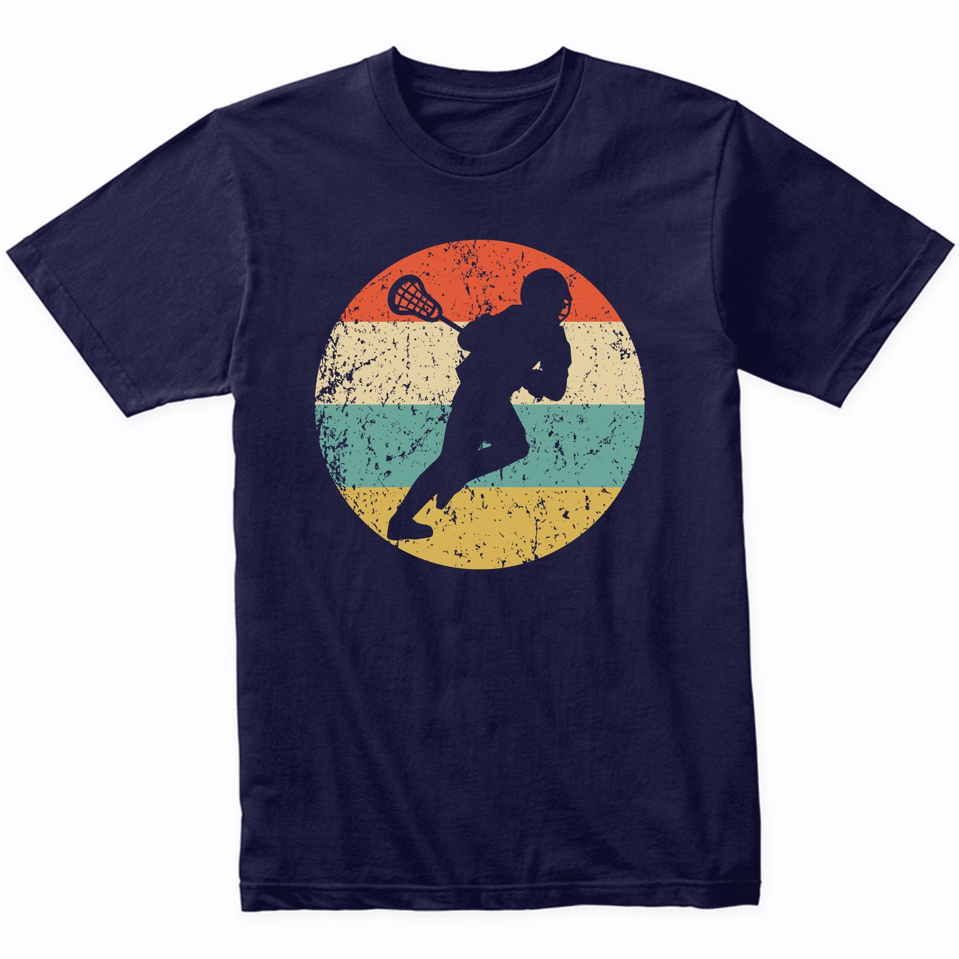 Lacrosse Player Silhouette Retro Sports T-Shirt