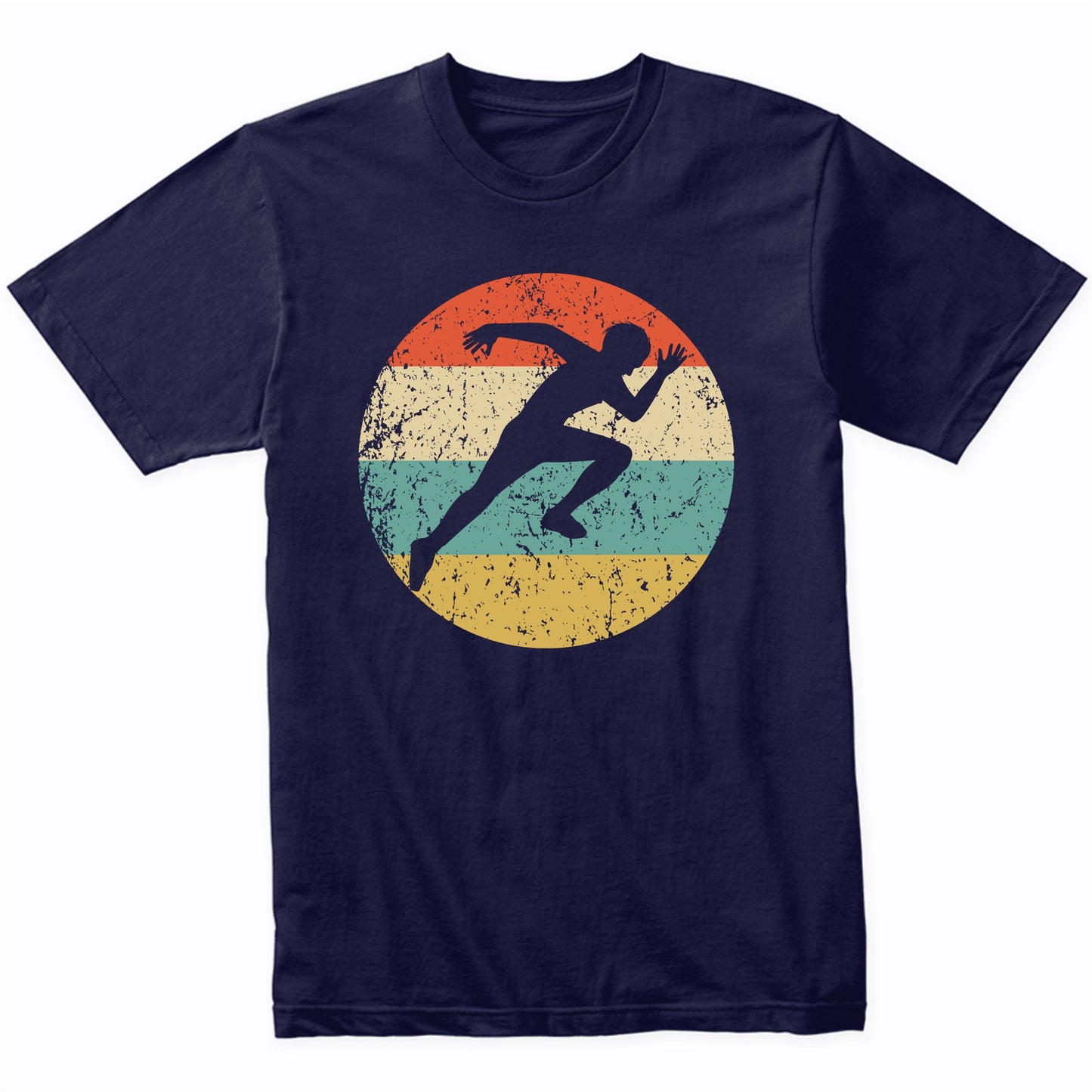 Sprinter Running Track and Field Silhouette Retro Sports T-Shirt
