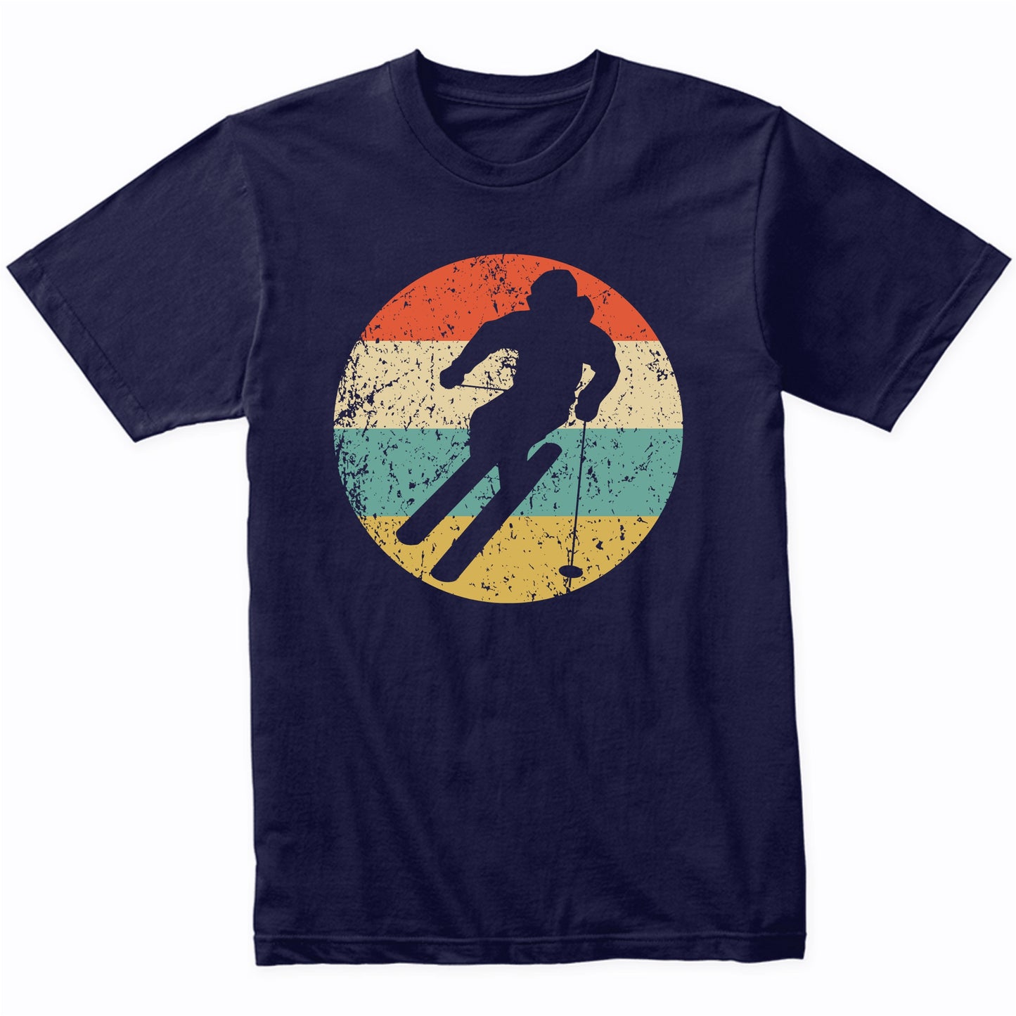 Downhill Skier Skiing Silhouette Retro Winter Sports T-Shirt