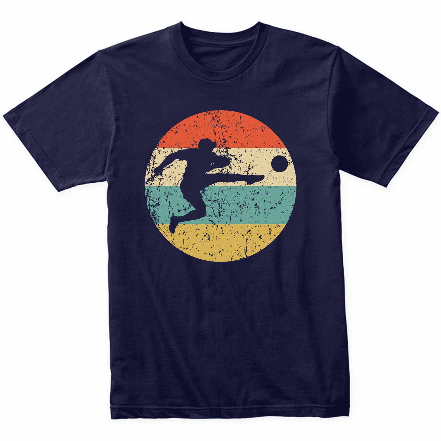 Soccer Player Kick Silhouette Retro Sports T-Shirt