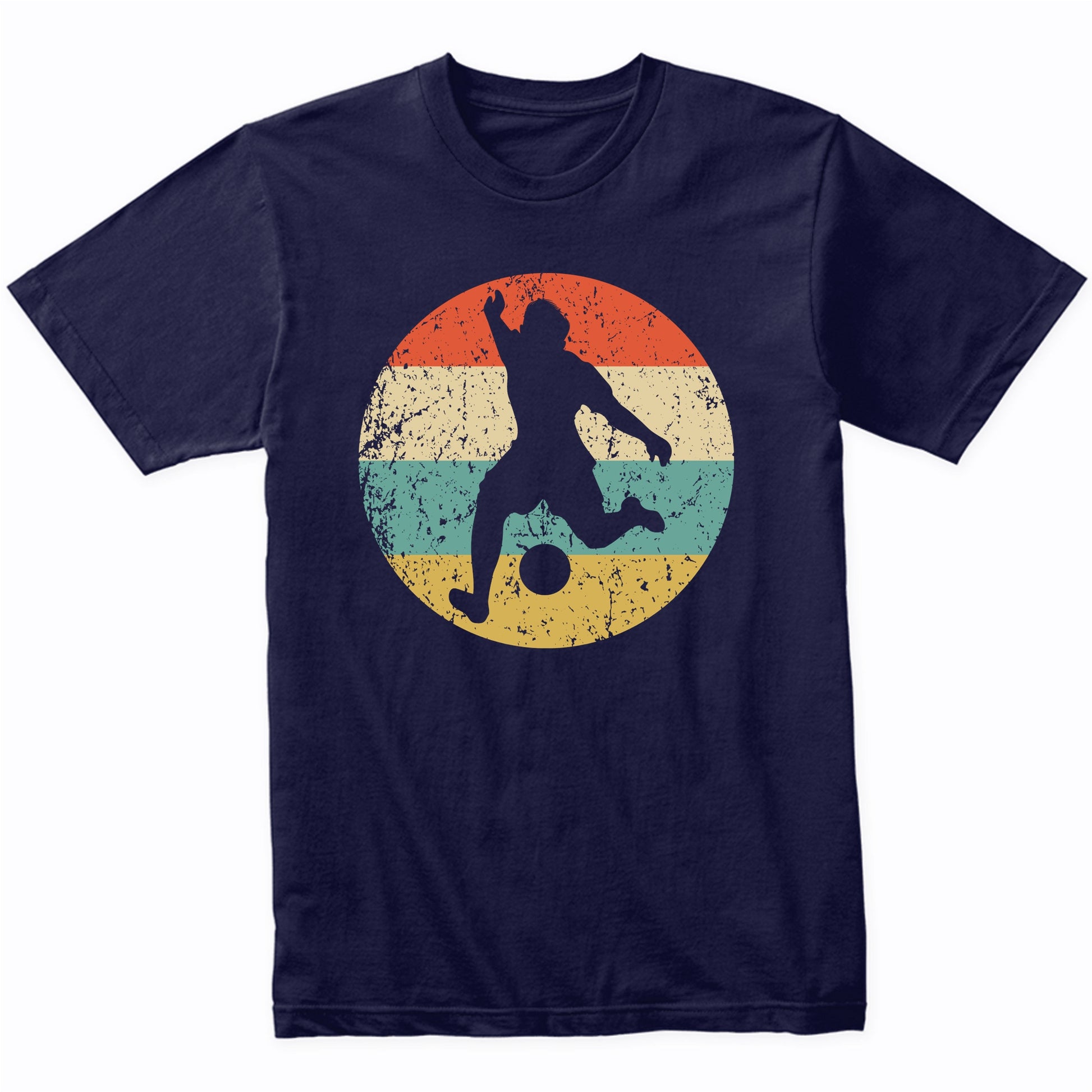 Soccer Player Kick Silhouette Retro Sports T-Shirt