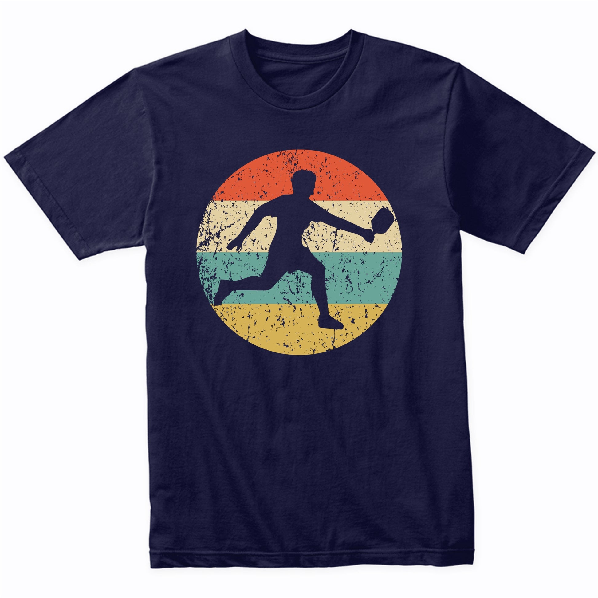 Pickleball Player Silhouette Retro Sports T-Shirt