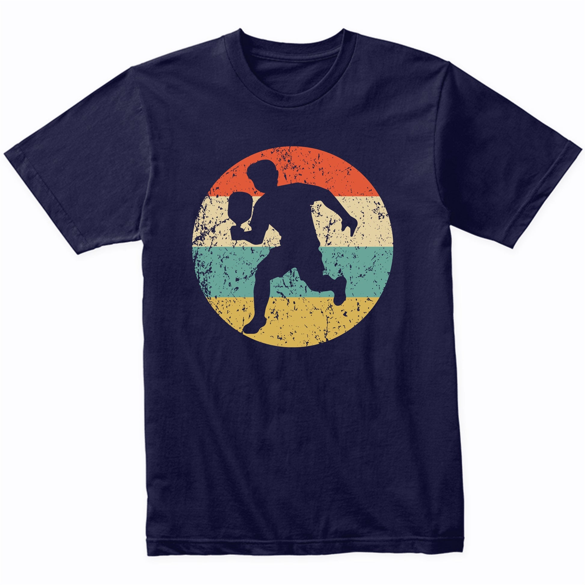 Pickleball Player Silhouette Retro Sports T-Shirt