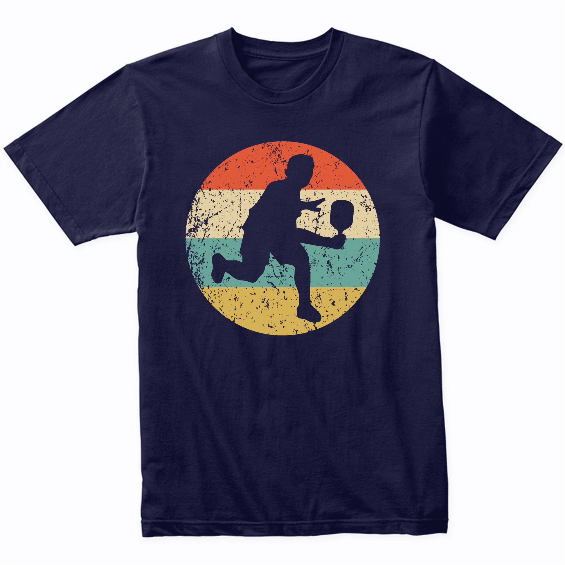 Pickleball Player Silhouette Retro Sports T-Shirt