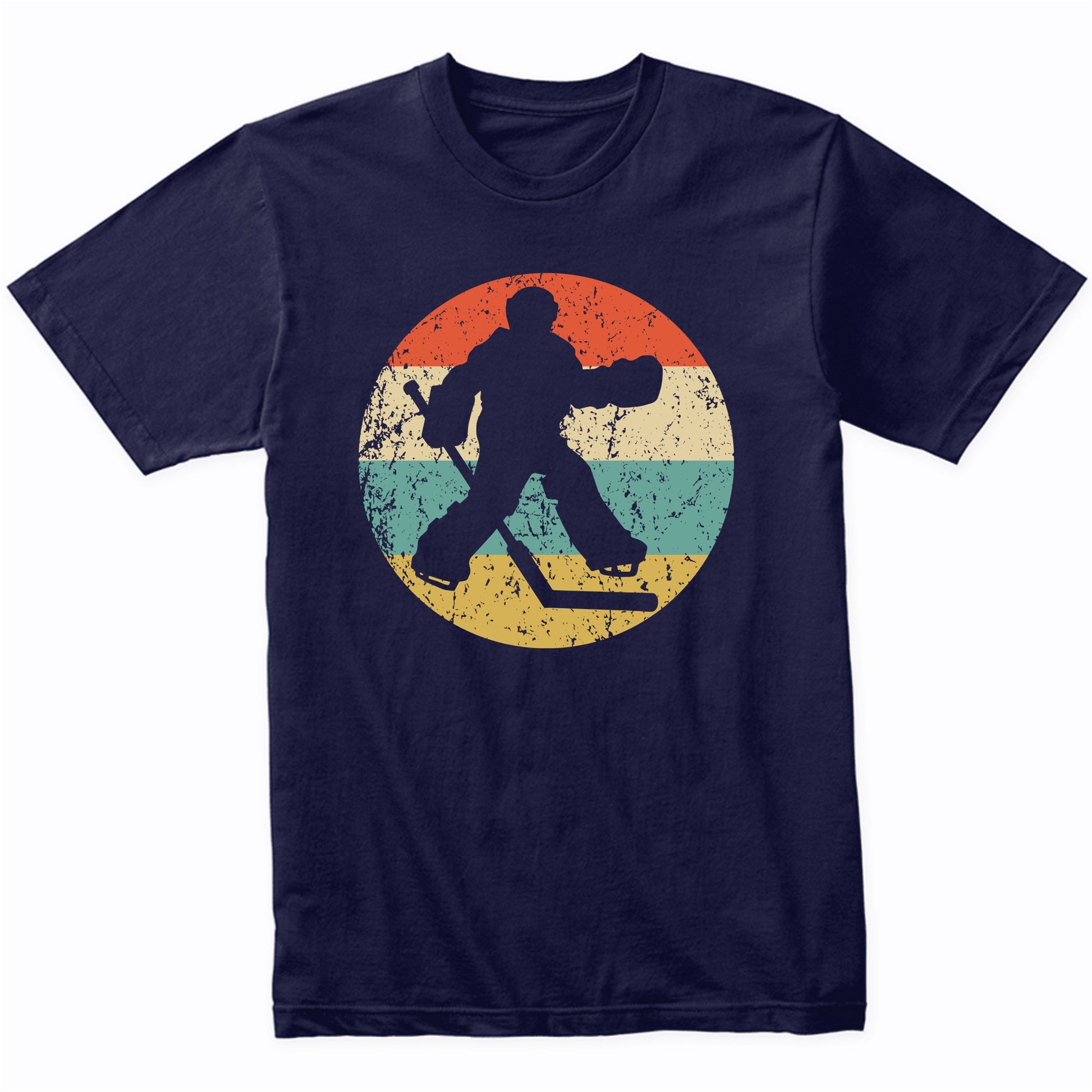 Hockey Goalie Hockey Player Silhouette Retro Sports T-Shirt