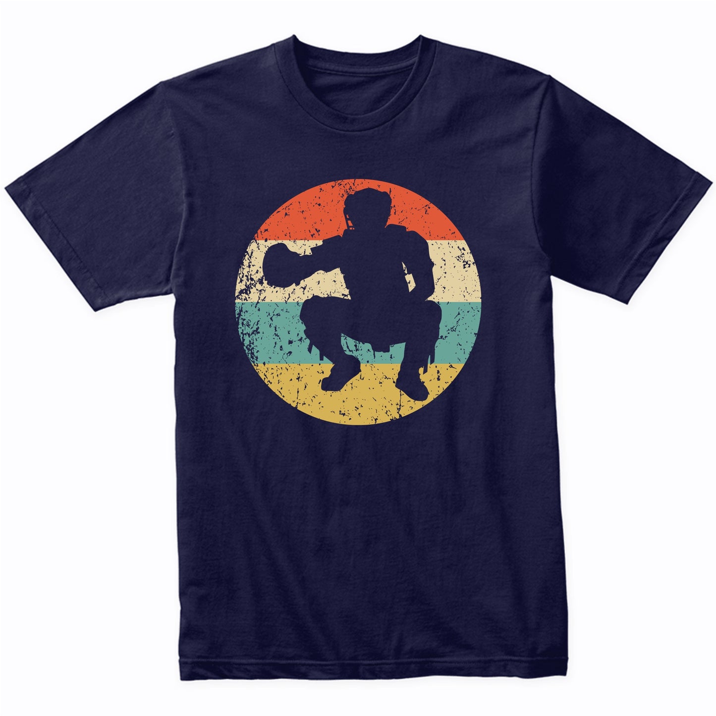 Baseball Catcher Silhouette Retro Baseball Player T-Shirt