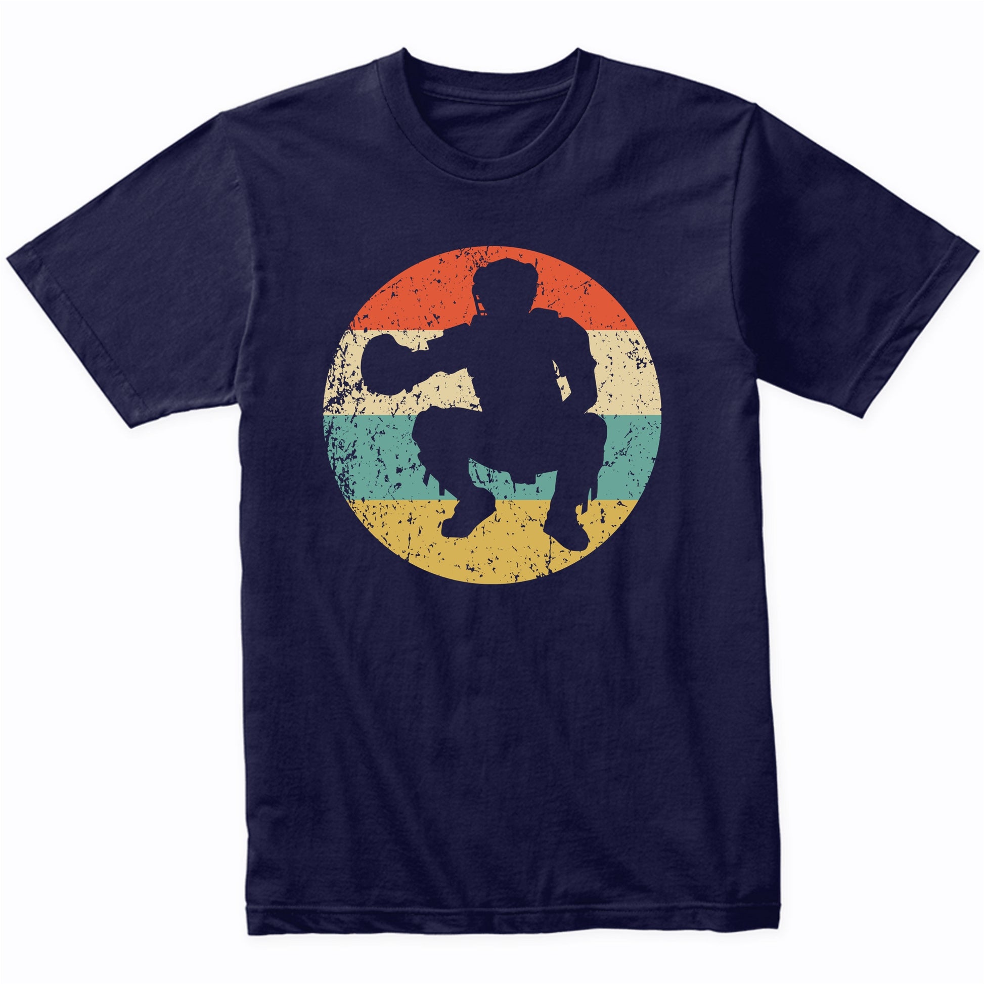 Baseball Catcher Silhouette Retro Baseball Player T-Shirt