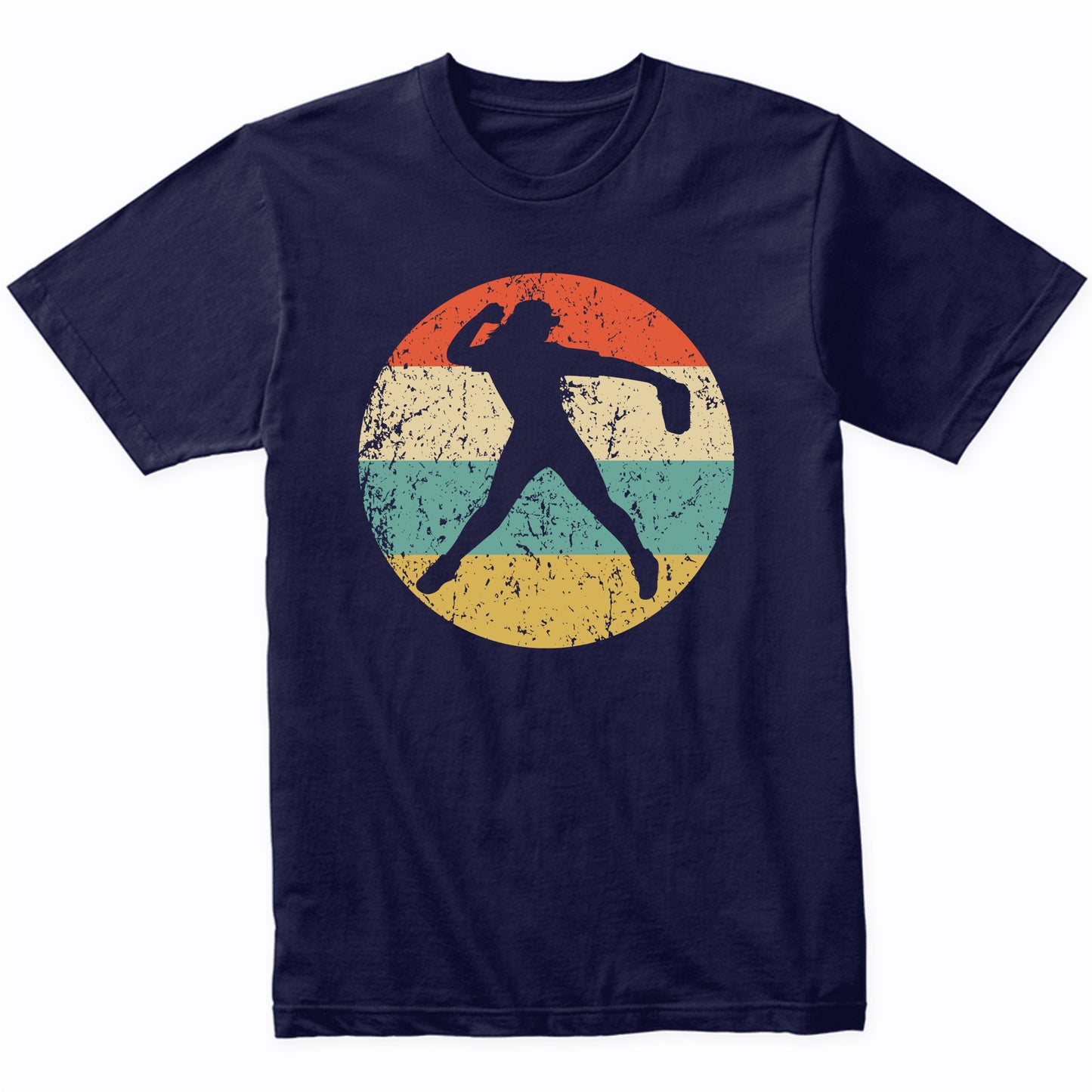 Softball Player Silhouette Retro Sports T-Shirt