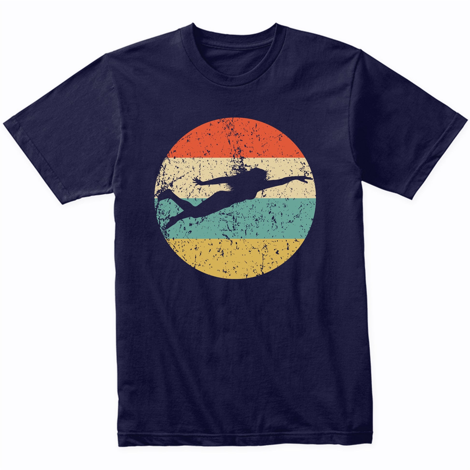 Female Swimmer Silhouette Retro Swimming T-Shirt