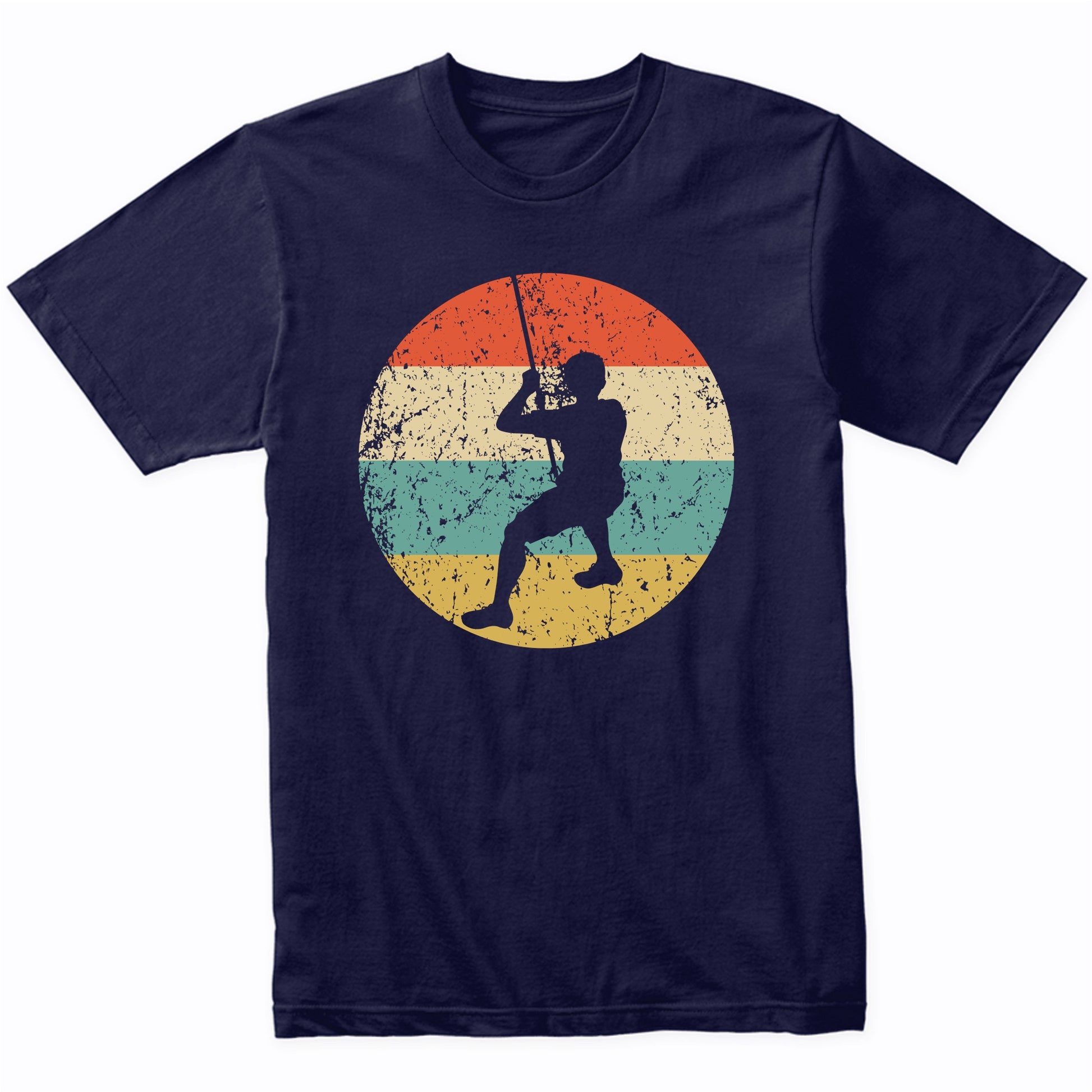 Rock Climber Rappelling Silhouette Retro Rock Climbing T-Shirt