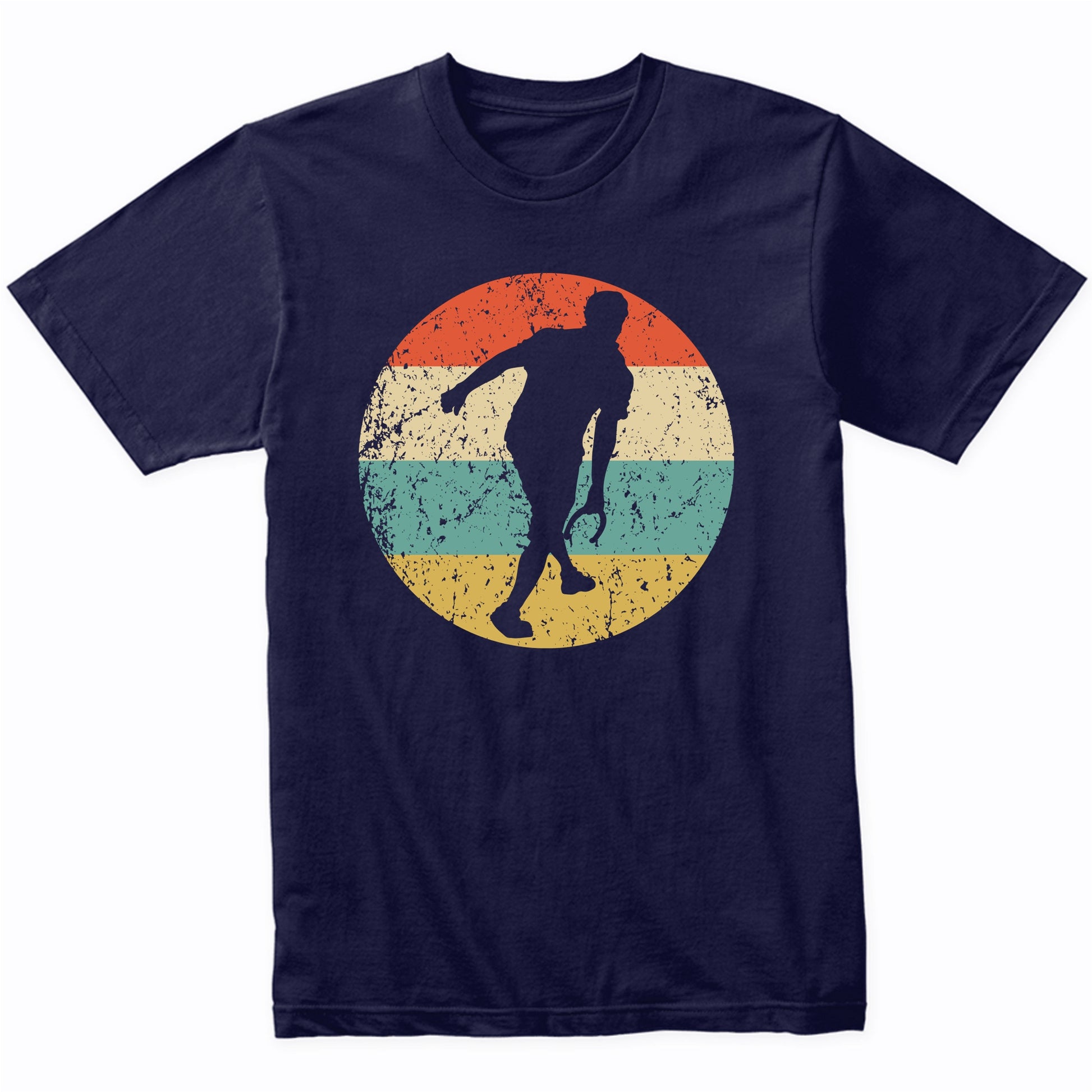 Man Playing Horseshoes Silhouette Retro Horseshoes T-Shirt