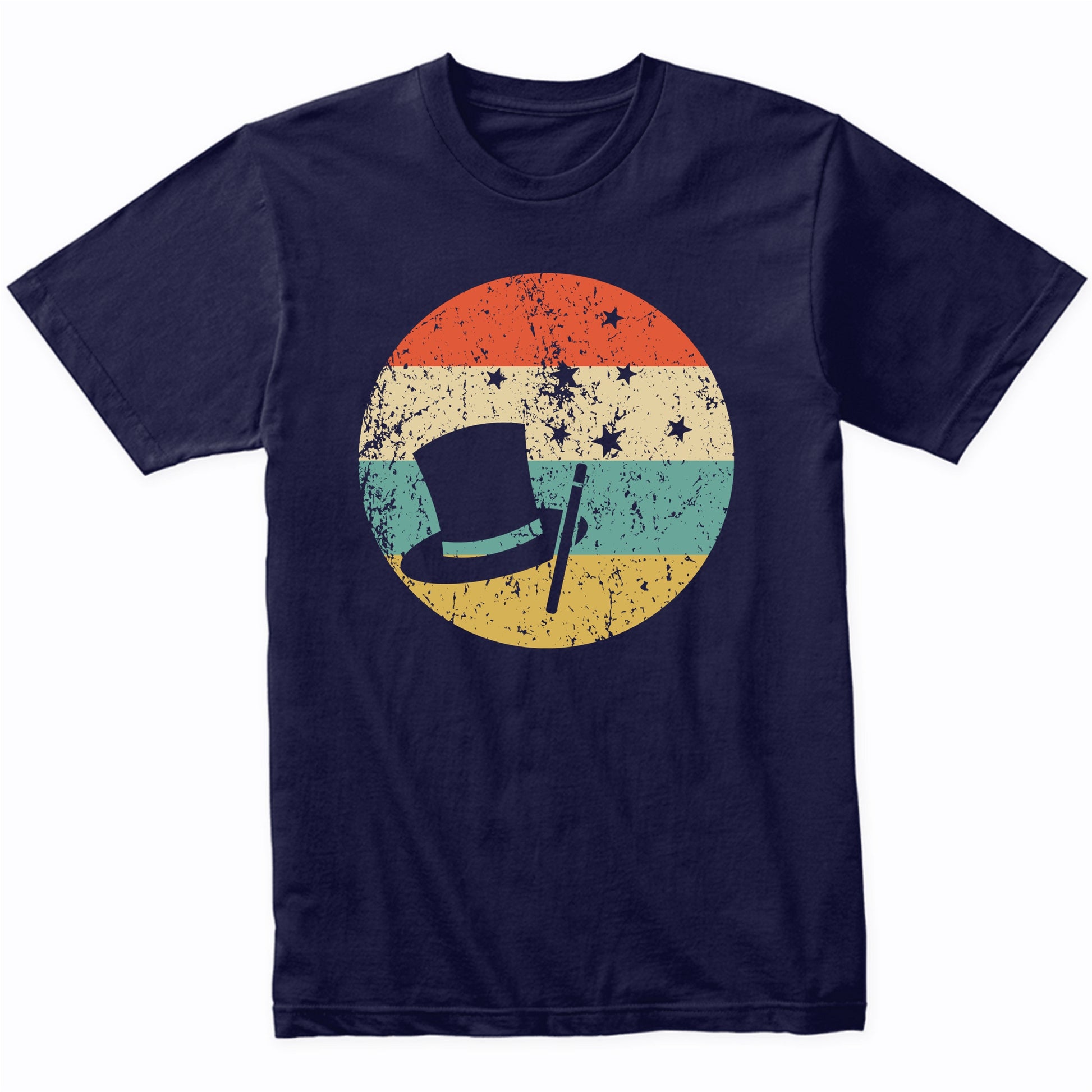 Top Hat Magic Wand Icon Retro Magician T-Shirt