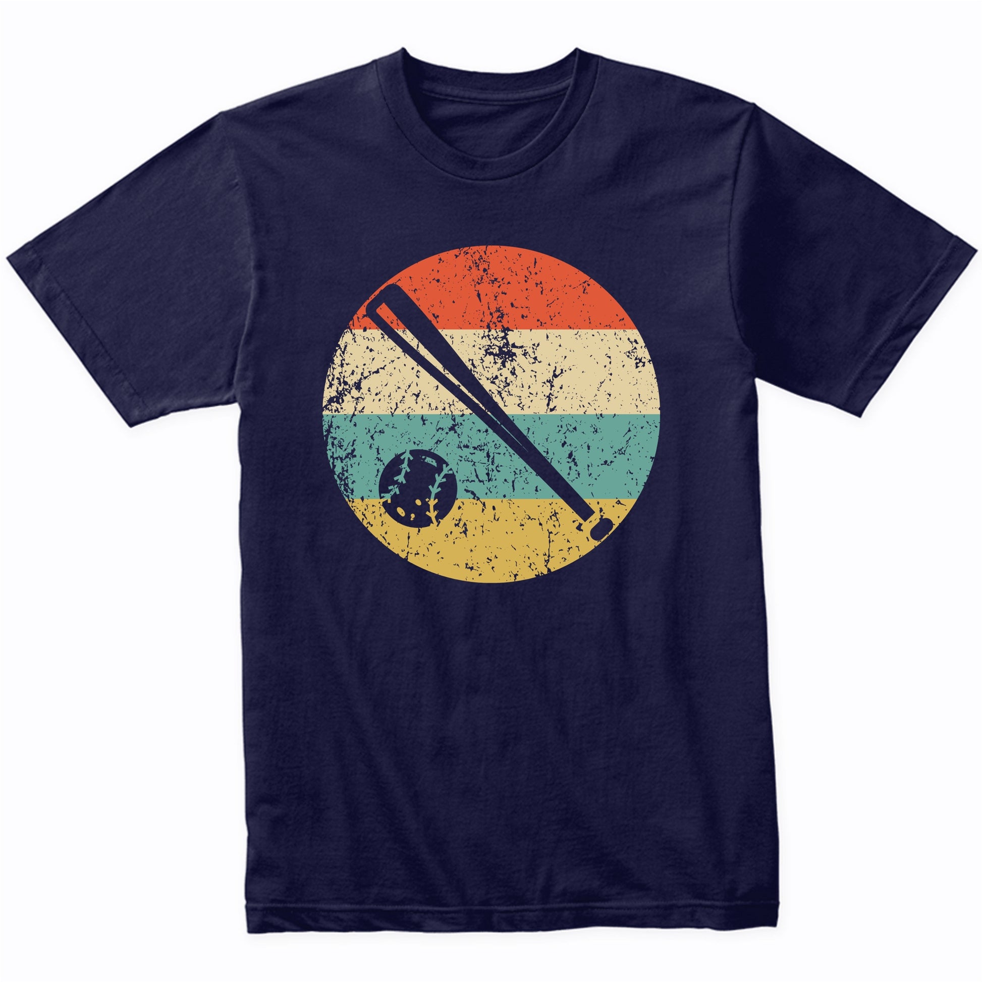 Bat and Ball Icon Retro Baseball T-Shirt