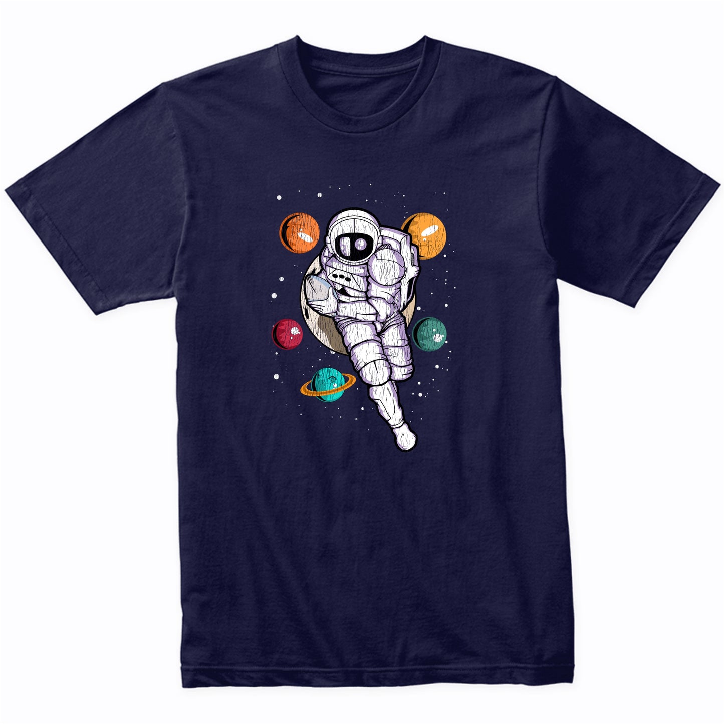 Rugby Astronaut Outer Space Spaceman Distressed T-Shirt