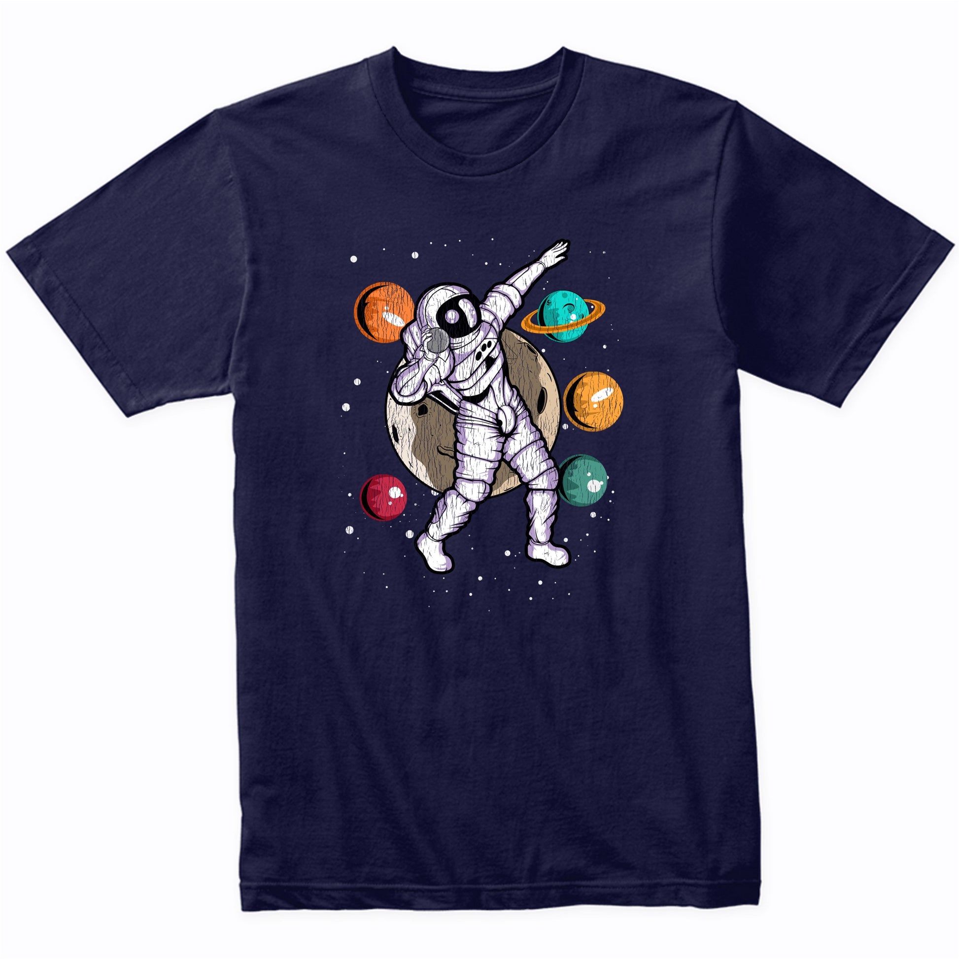 Shot Put Astronaut Outer Space Spaceman Track and Field Distressed T-Shirt