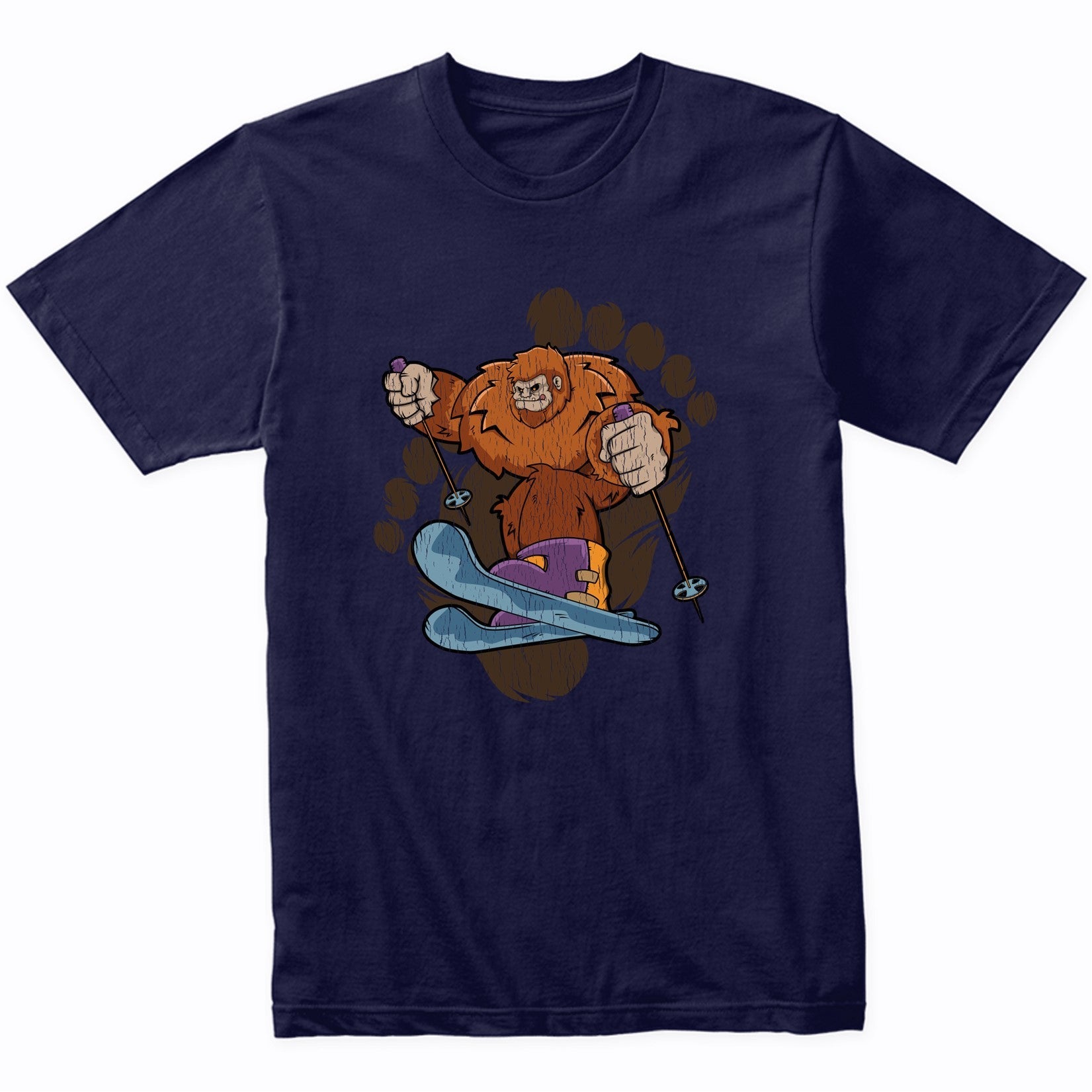Bigfoot Skiing Shirt - Sasquatch on Skis T-Shirt