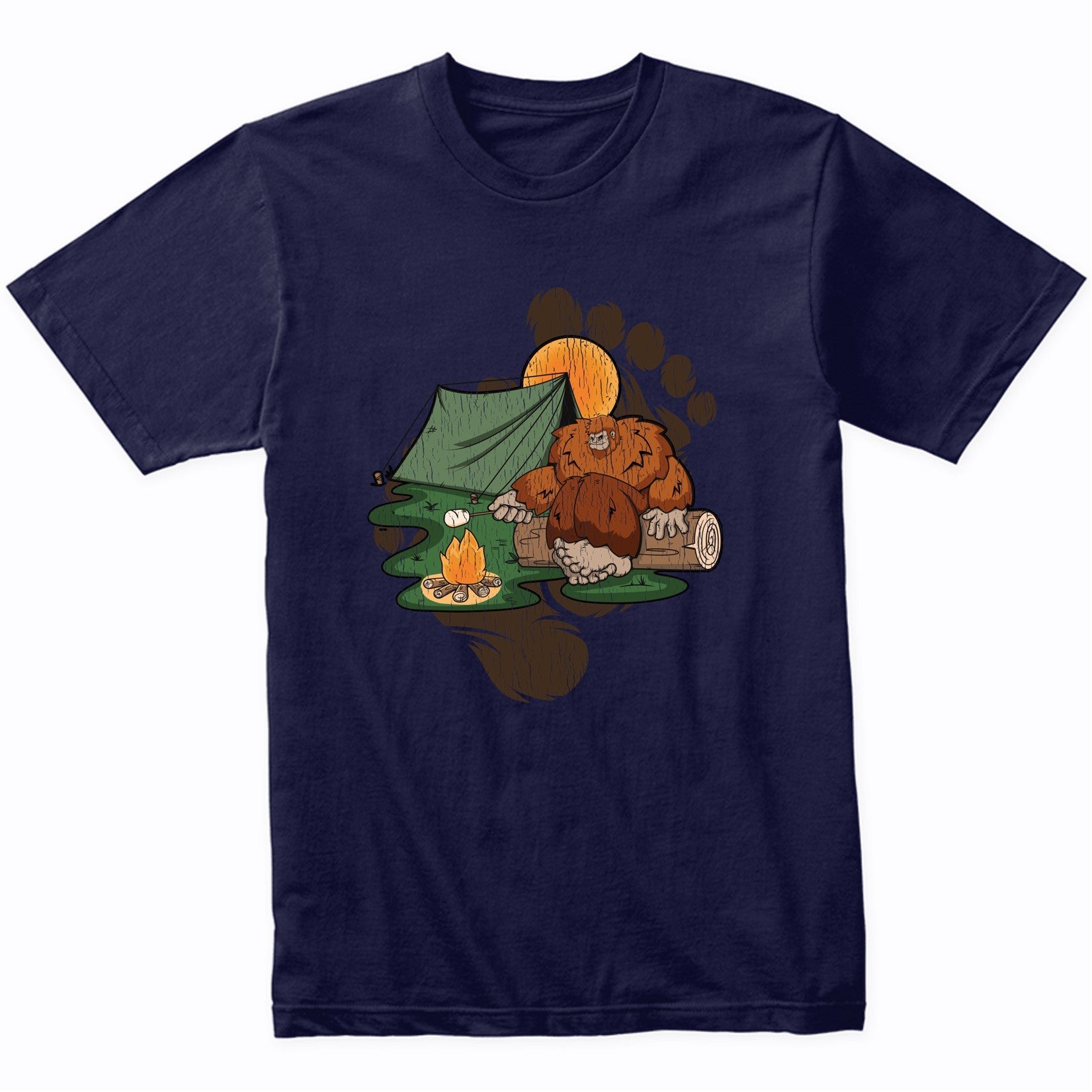 Bigfoot Camping Shirt - Sasquatch Roasting Marshmallows T-Shirt