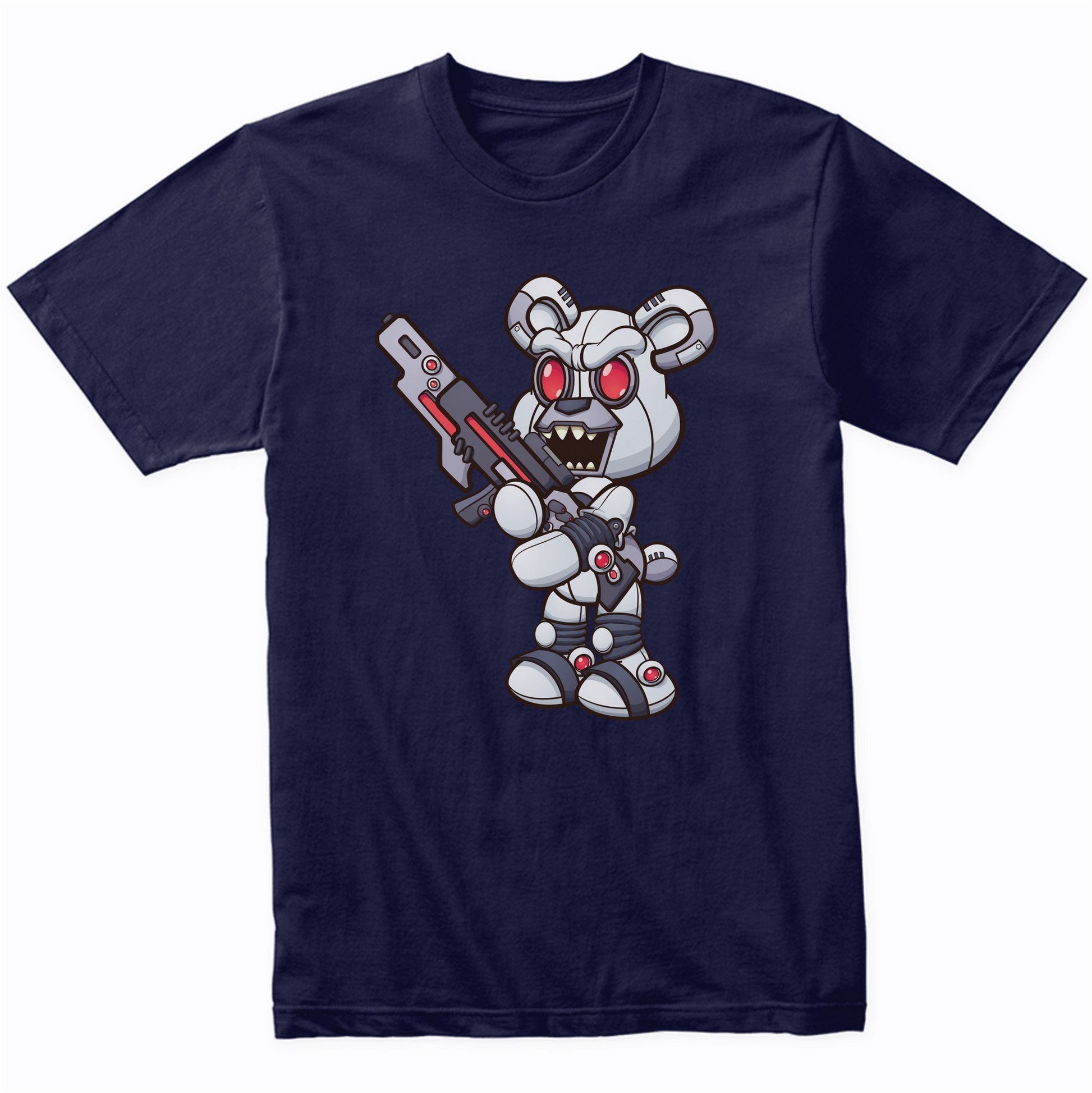 Robot Teddy Bear With Gun Scary Bear T-Shirt