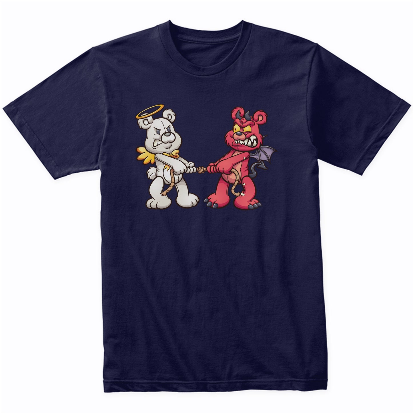 Good vs Evil Teddy Bears Angel and Devil Bears T-Shirt