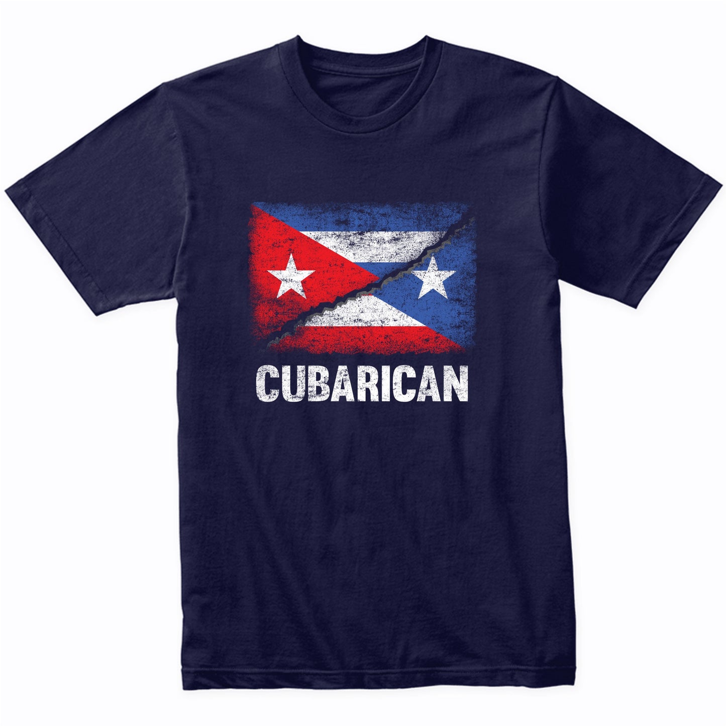 Half Cuban Half Puerto Rican Flag Cuba Puerto Rico Cubarican T-Shirt