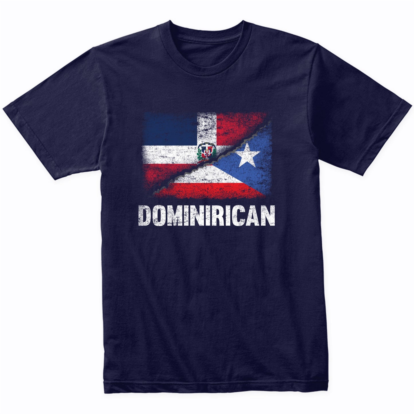 Half Dominican Half Puerto Rican Flag Dominirican T-Shirt