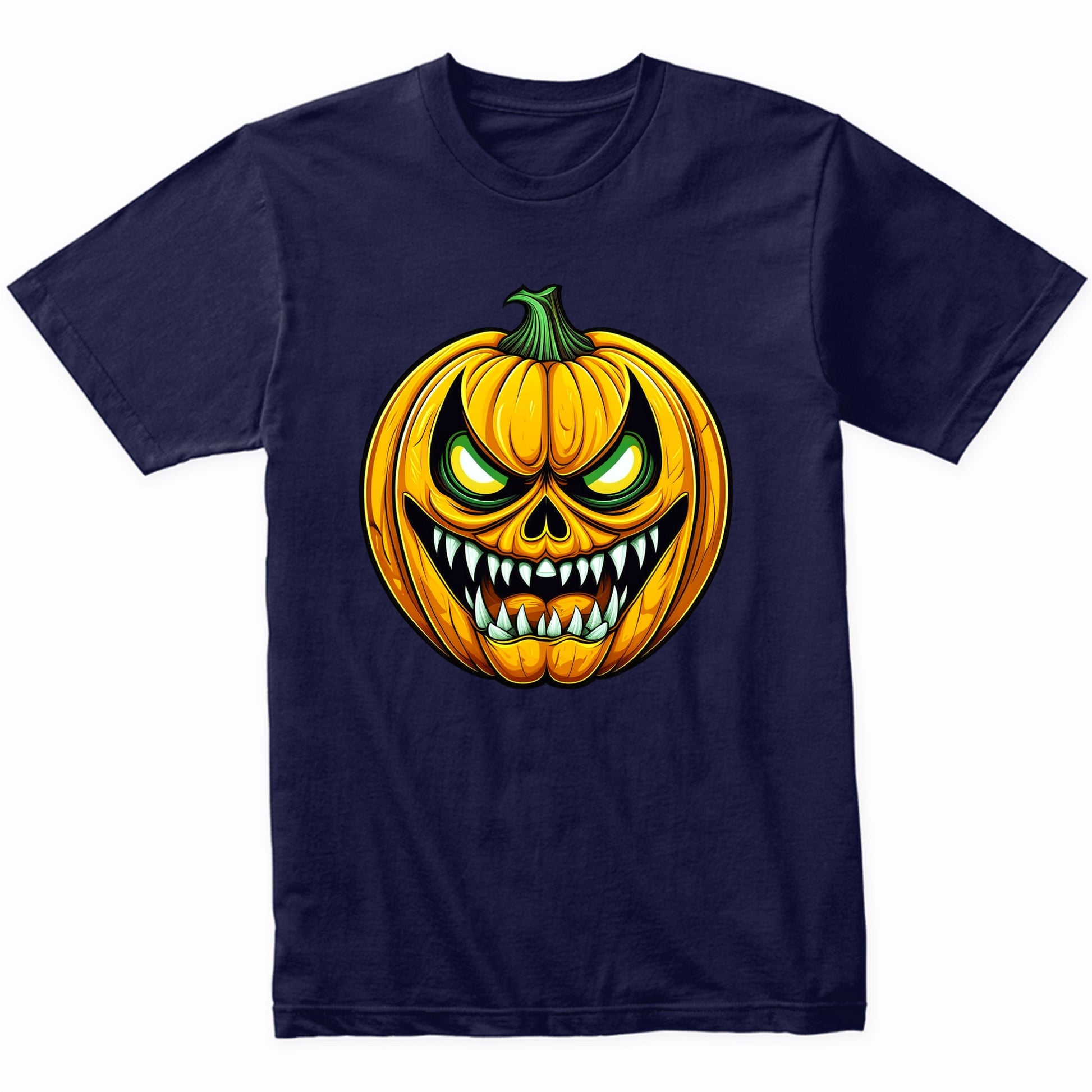 Scary Jack-O-Lantern With Teeth Creepy Halloween Pumpkin T-Shirt