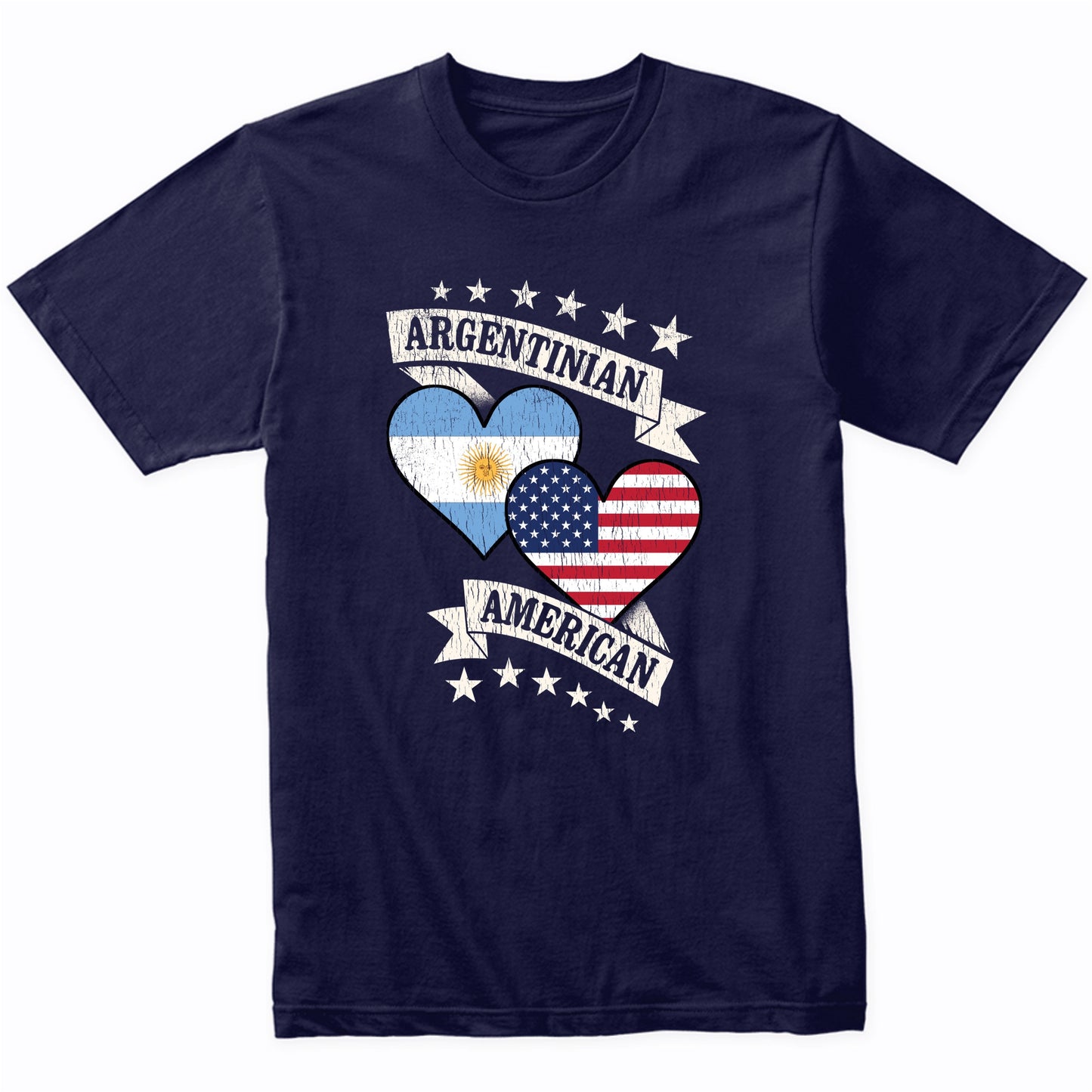 Argentinian American Heart Flags Argentina America T-Shirt
