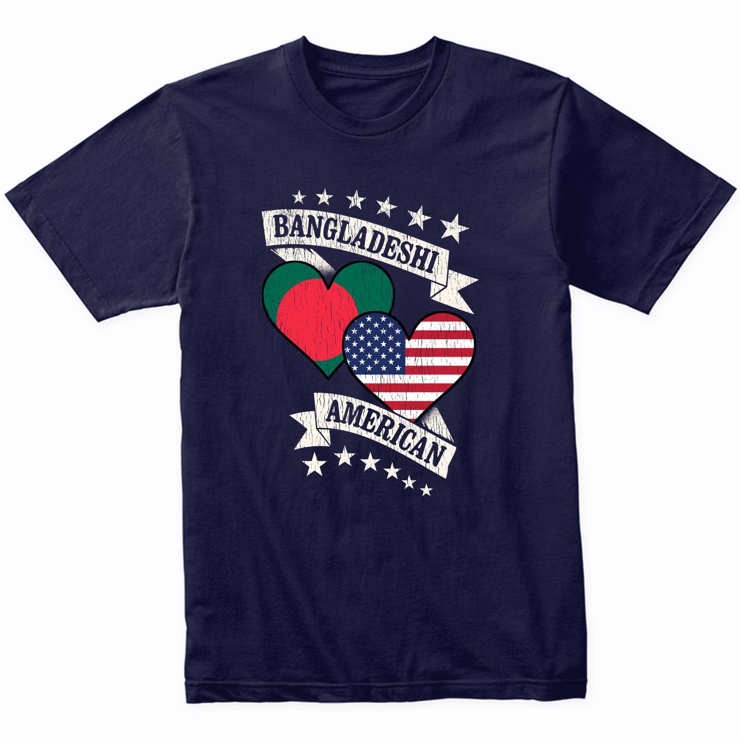 Bangladeshi American Heart Flags Bangladesh America T-Shirt
