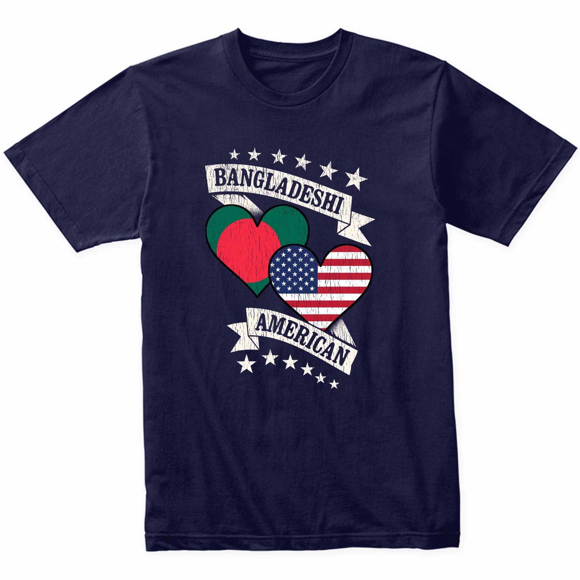 Bangladeshi American Heart Flags Bangladesh America T-Shirt