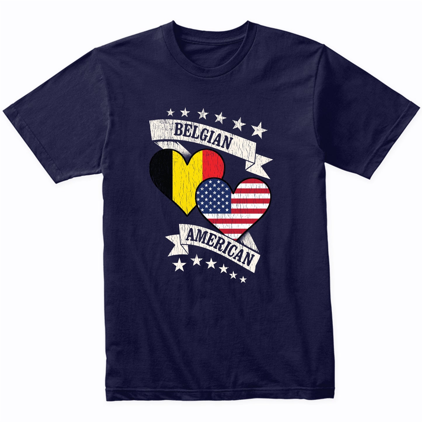 Belgian American Heart Flags Belgium America T-Shirt