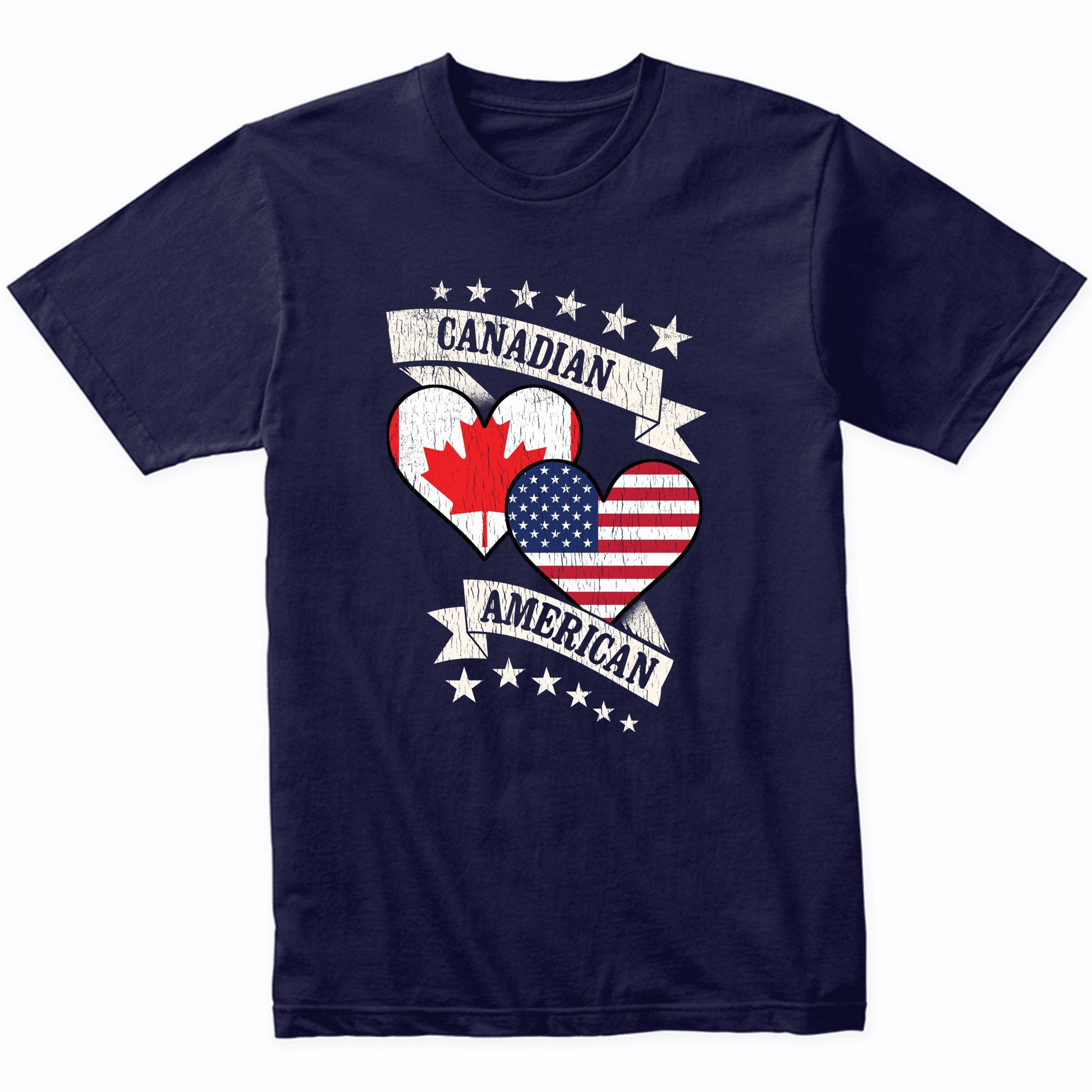 Canadian American Heart Flags Canada America T-Shirt