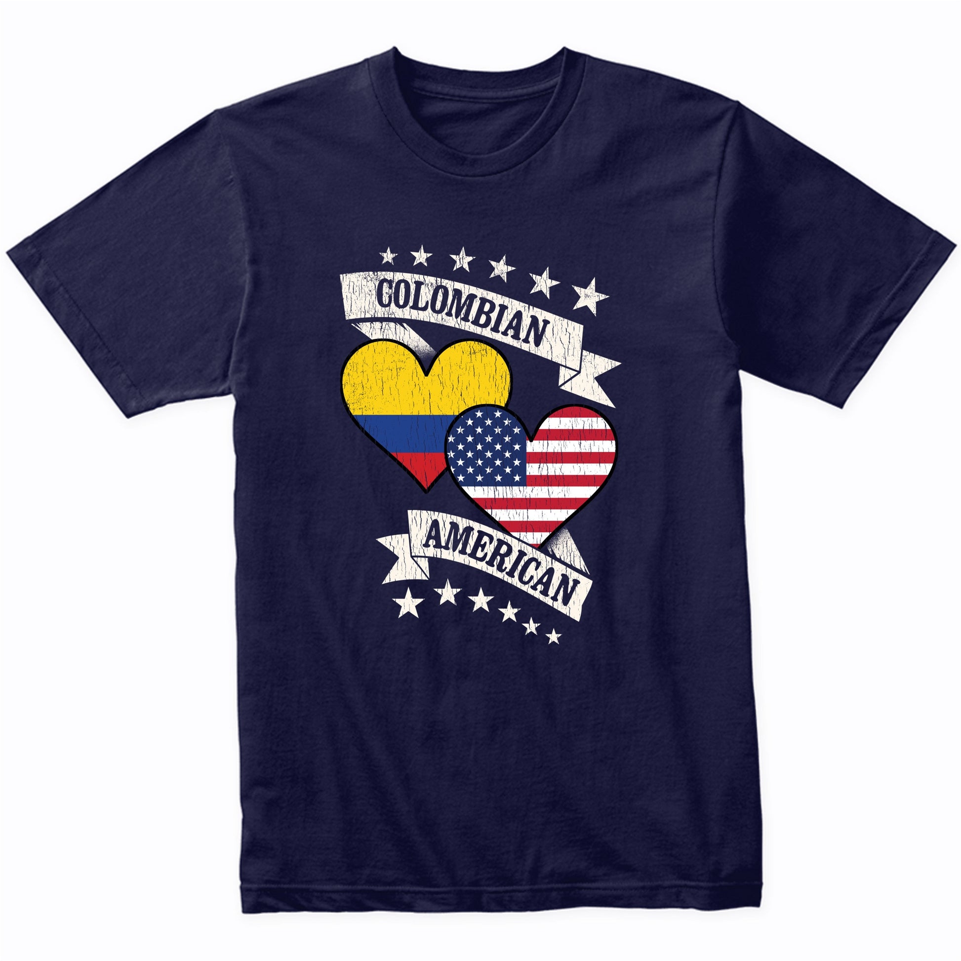 Colombian American Heart Flags Colombia America T-Shirt