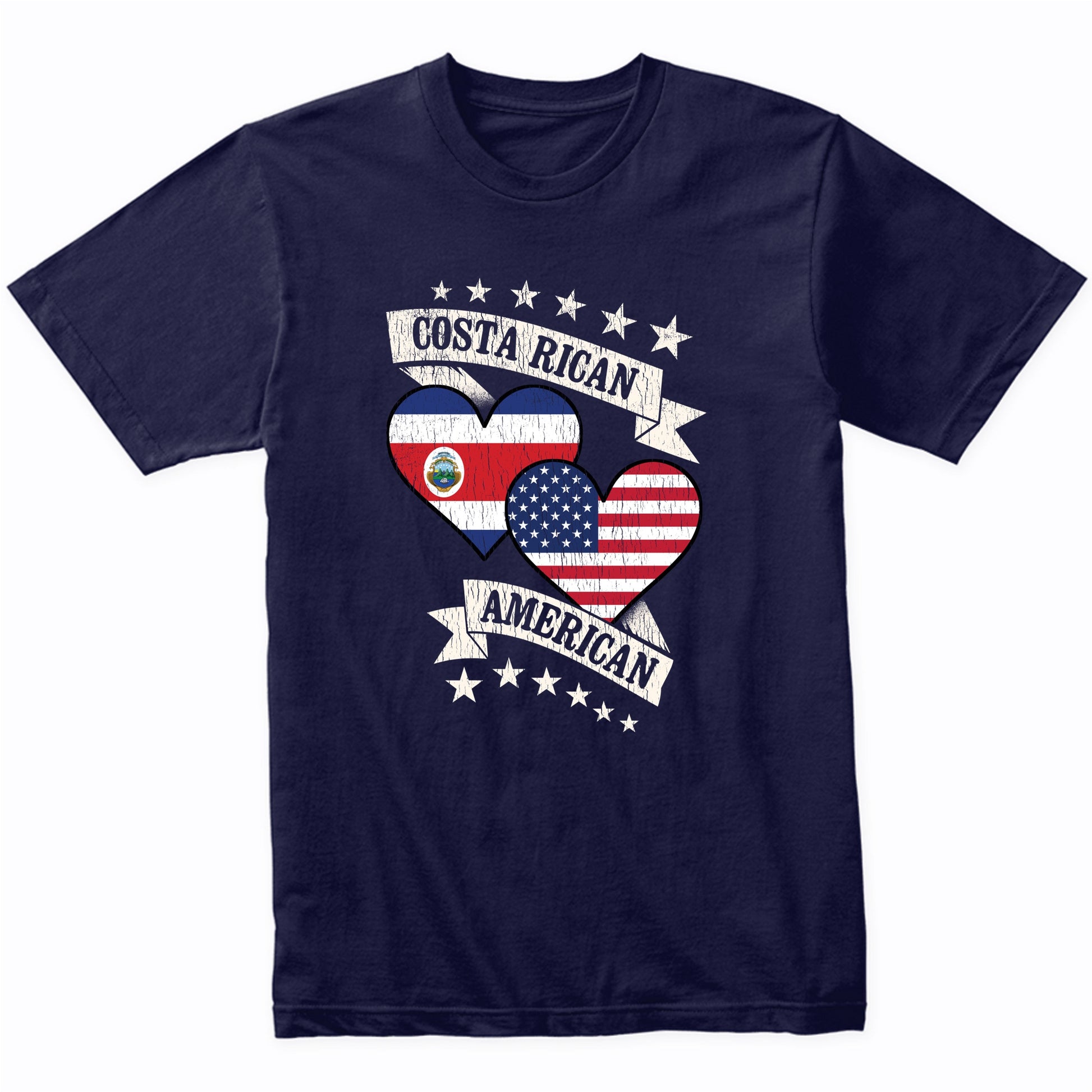 Costa Rican American Heart Flags Costa Rica America T-Shirt