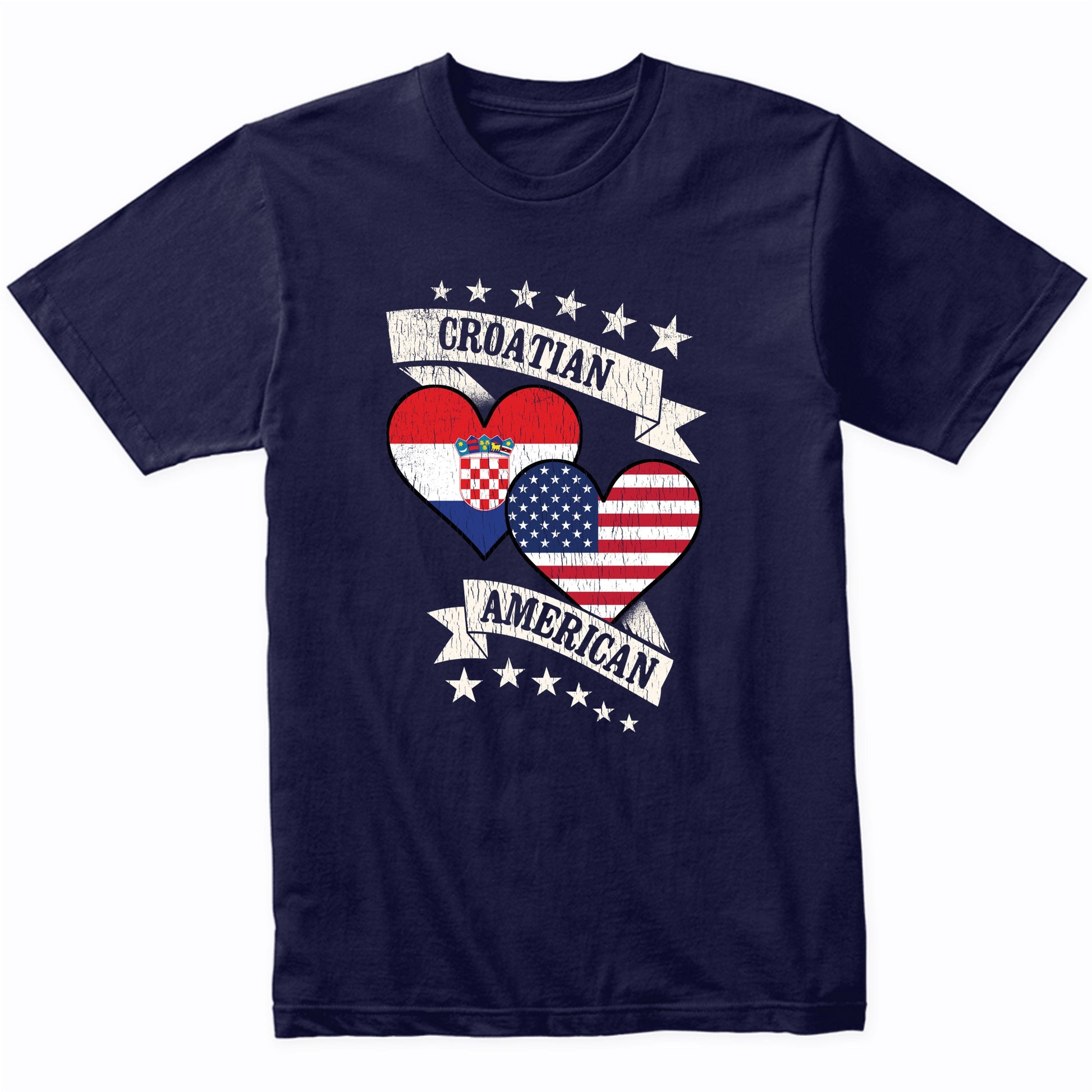 Croatian American Heart Flags Croatia America T-Shirt