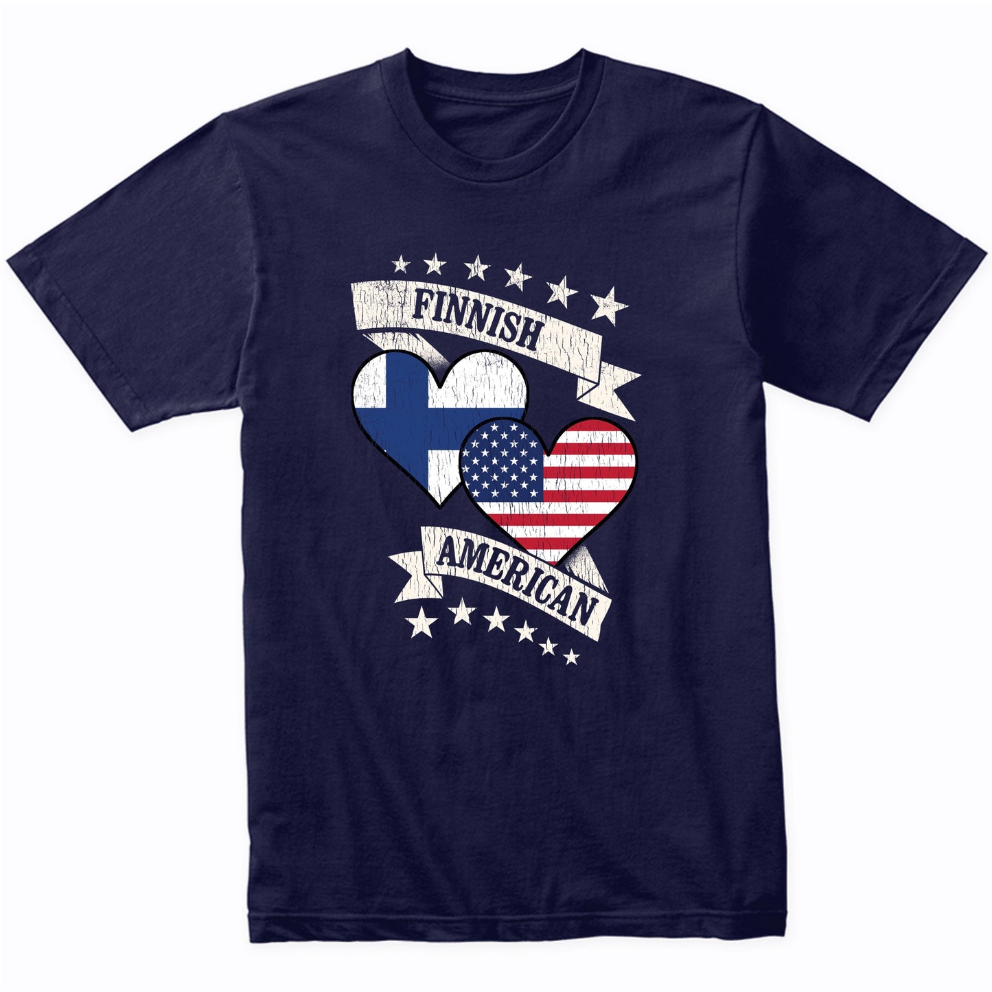 Finnish American Heart Flags Finland America T-Shirt