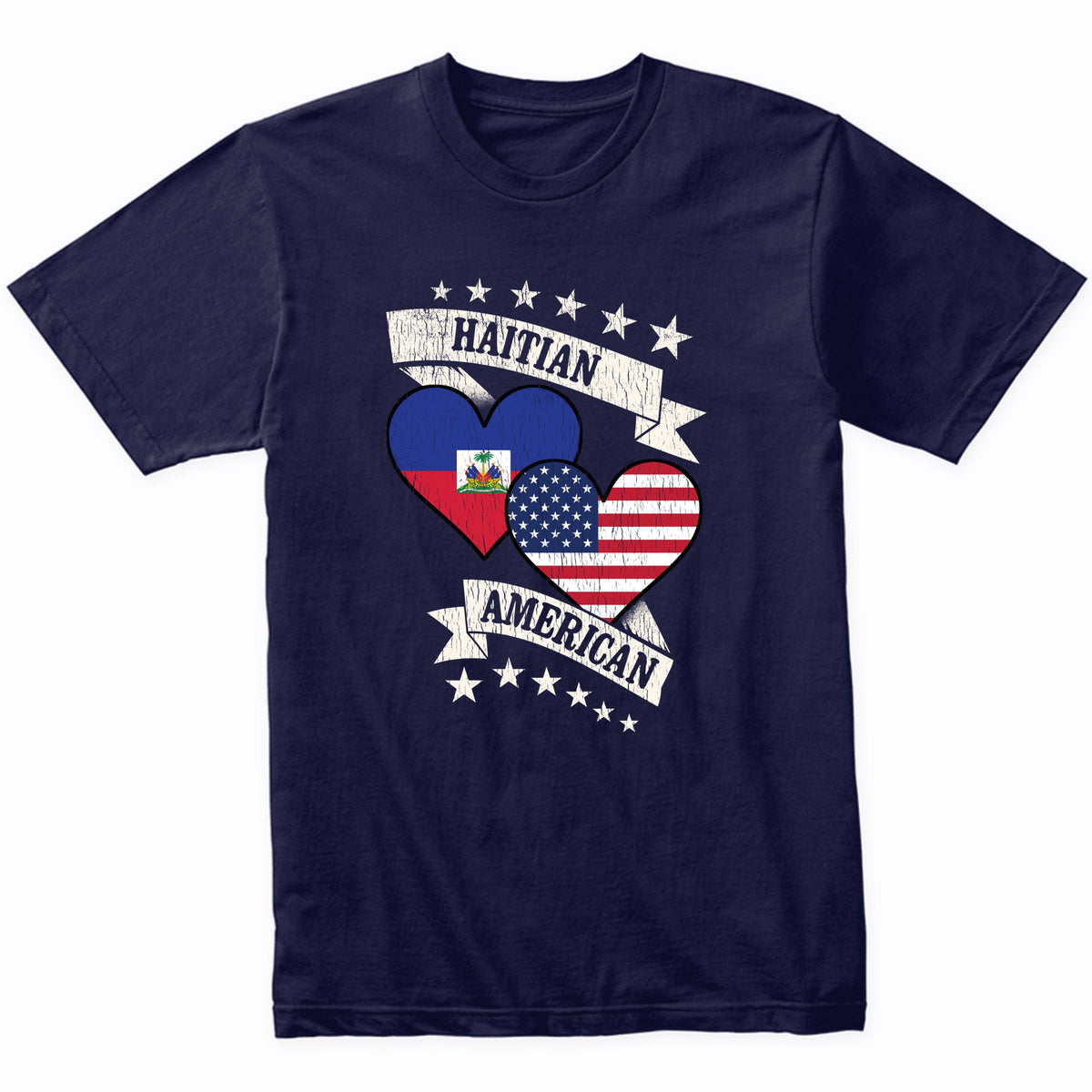 Haitian American Heart Flags Haiti America T-Shirt