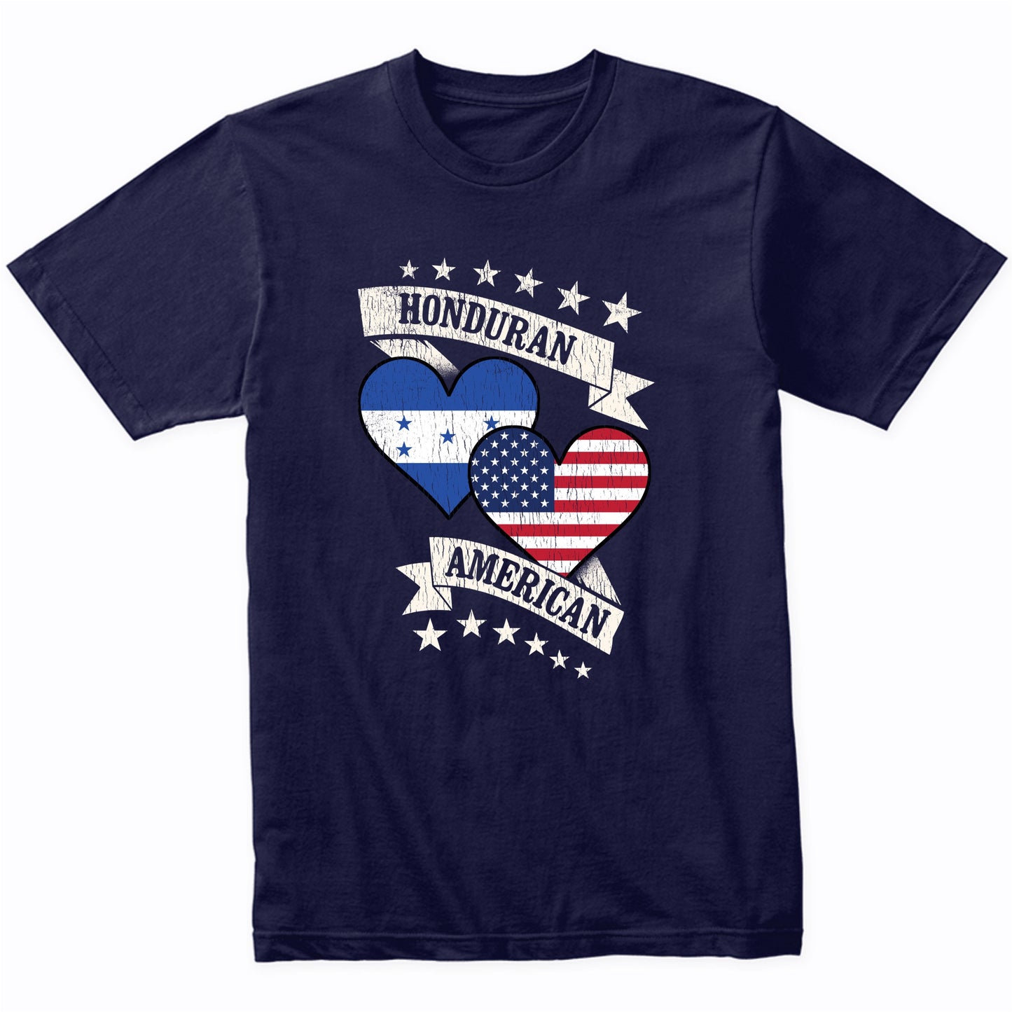 Honduran American Heart Flags Honduras America T-Shirt