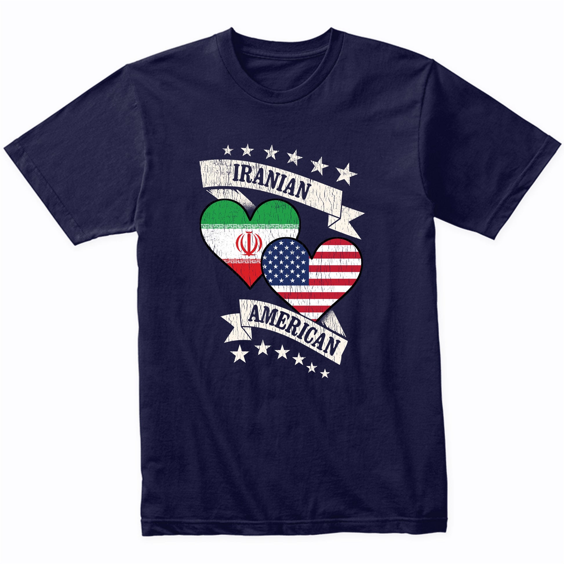 Iranian American Heart Flags Iran America T-Shirt