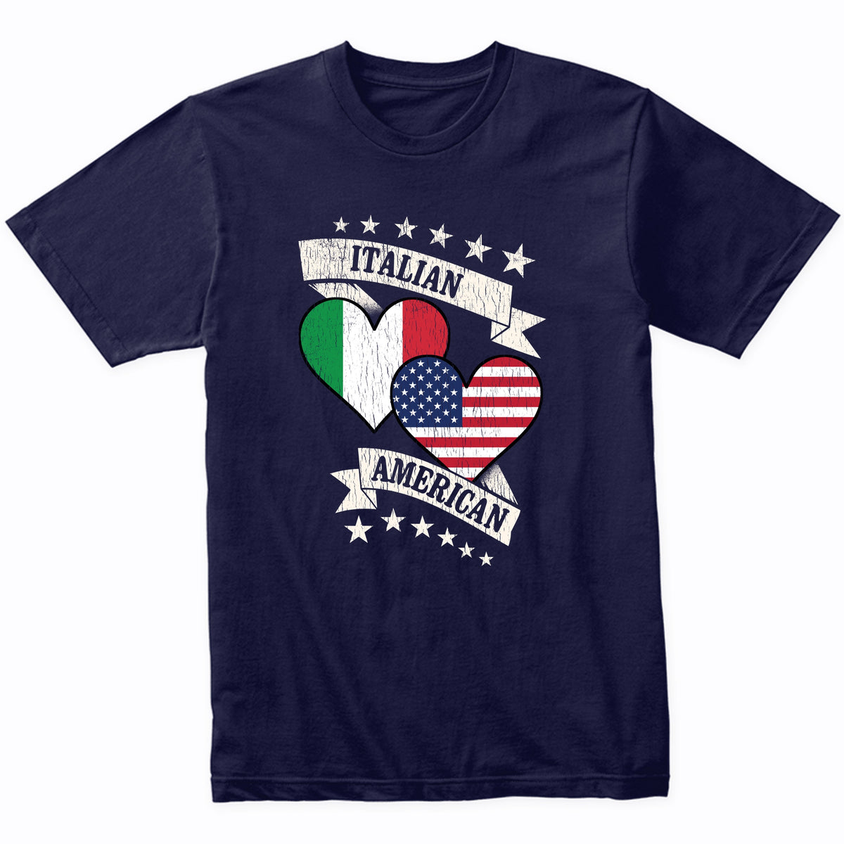 Italian American Heart Flags Italy America T-Shirt